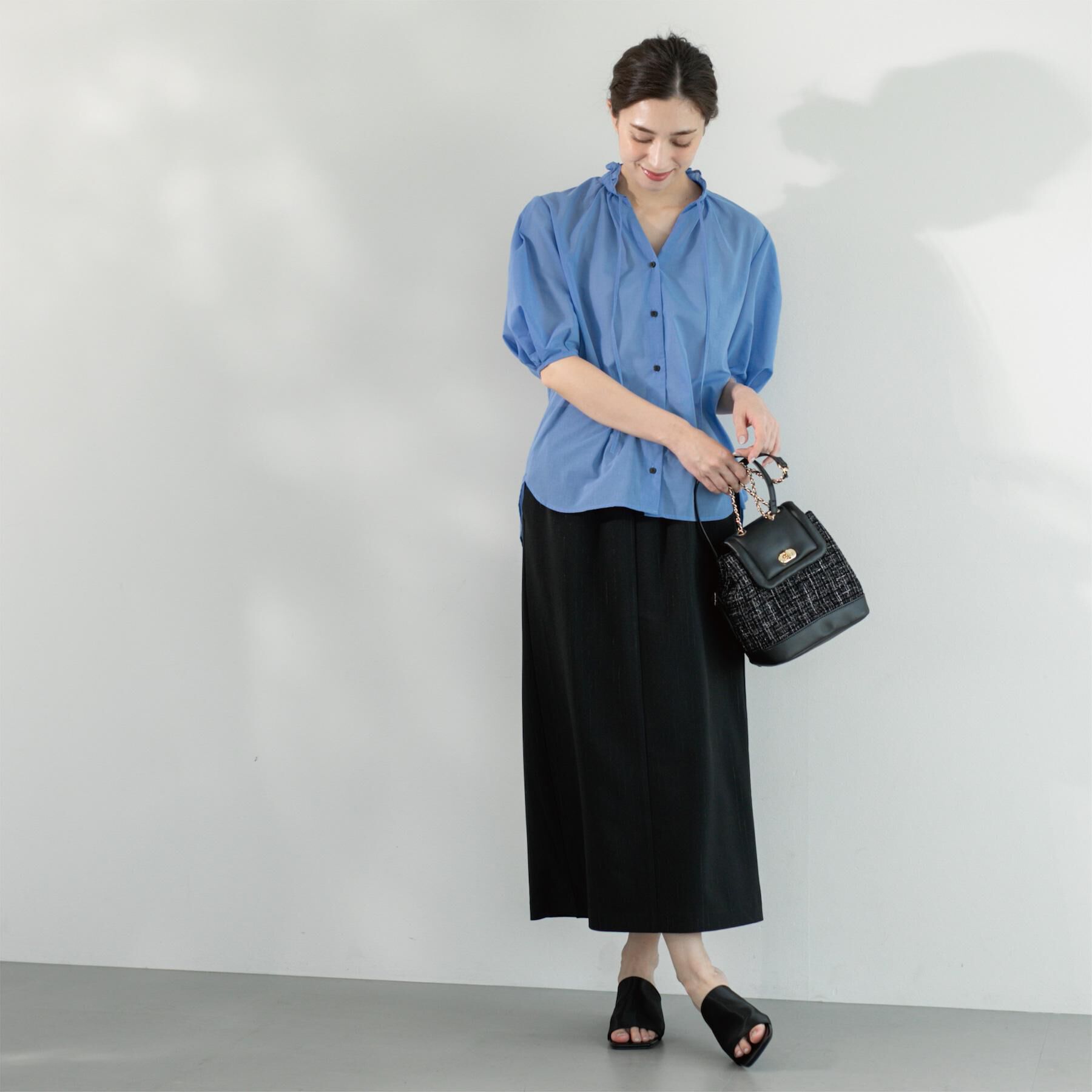 OPAQUE.CLIP「ラメストライプイージーナロースカート/セットアップ可【洗濯機洗い可/防シワ/吸水速乾】」|スカート|