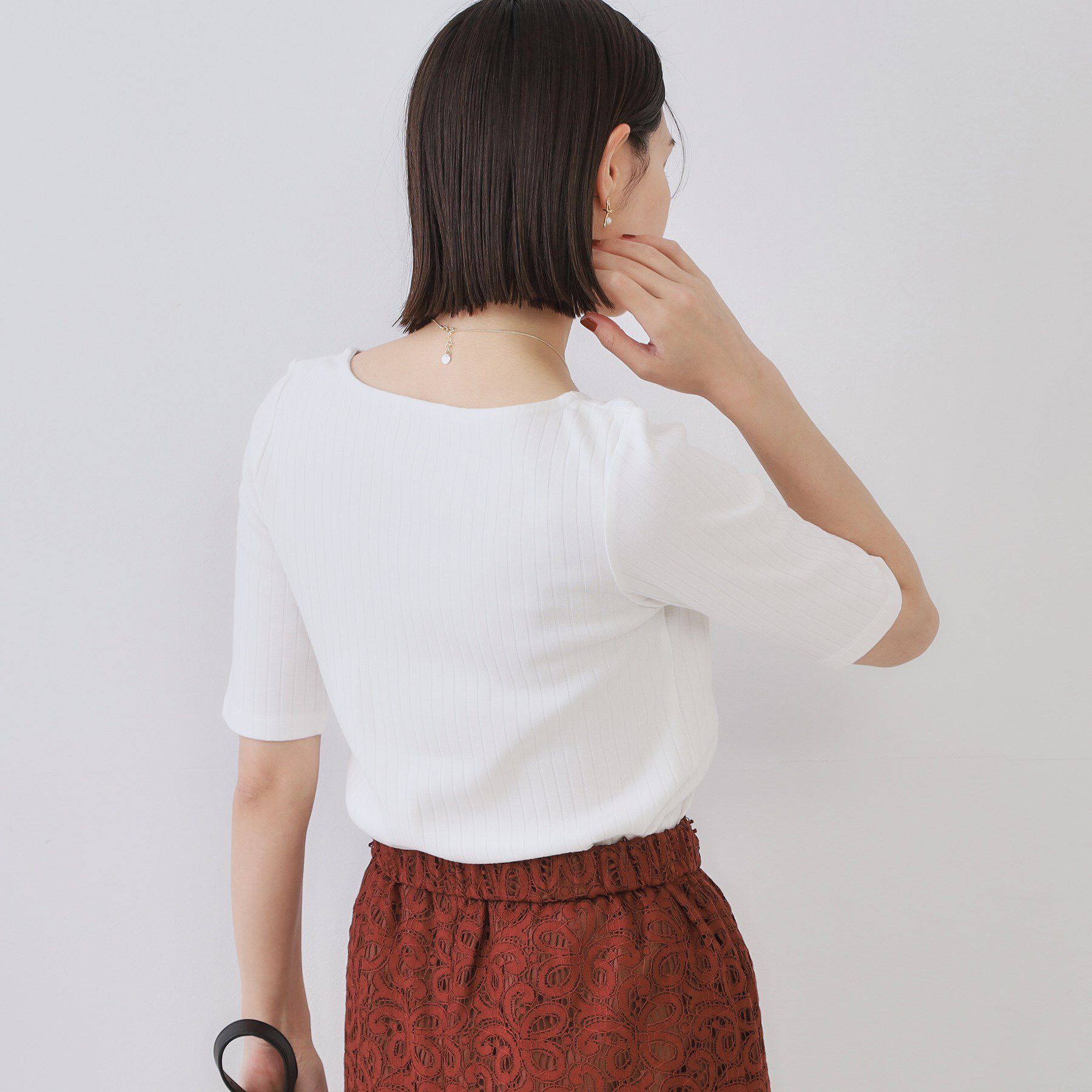 OPAQUE.CLIP「汗染み防止 ボートネックリブカットソー【洗濯機洗い可/抗ピル】」|Tシャツ・カットソー|