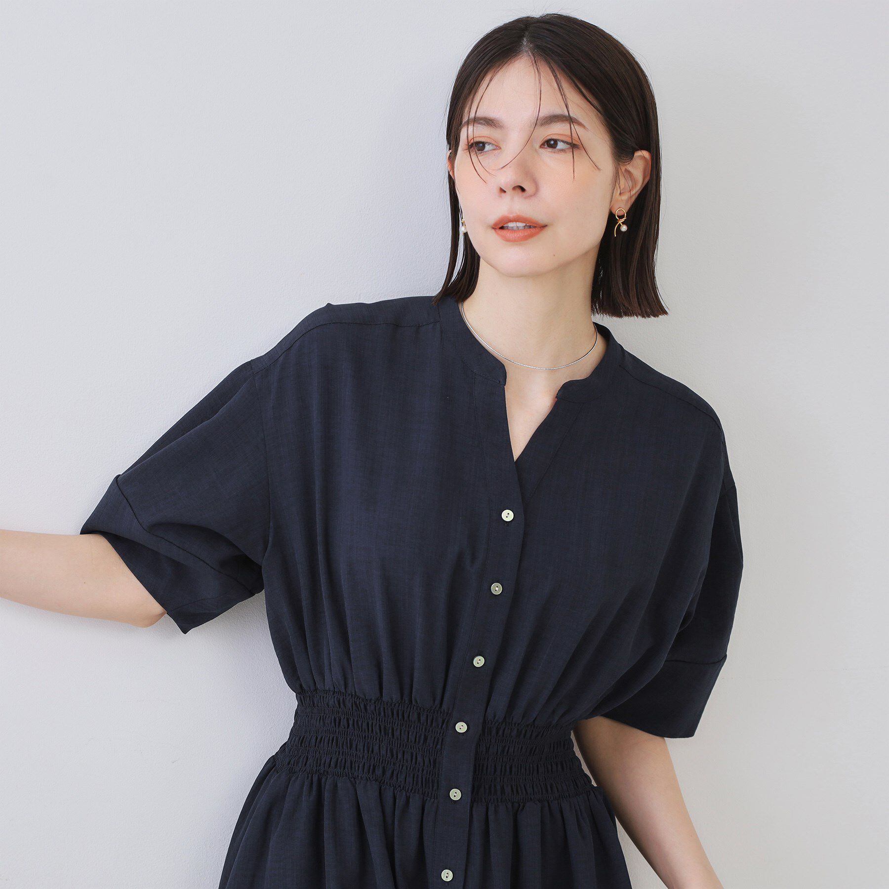 OPAQUE.CLIP「リネンライクスキッパーフィット＆フレアワンピース【洗濯機洗い可】」|ワンピース|