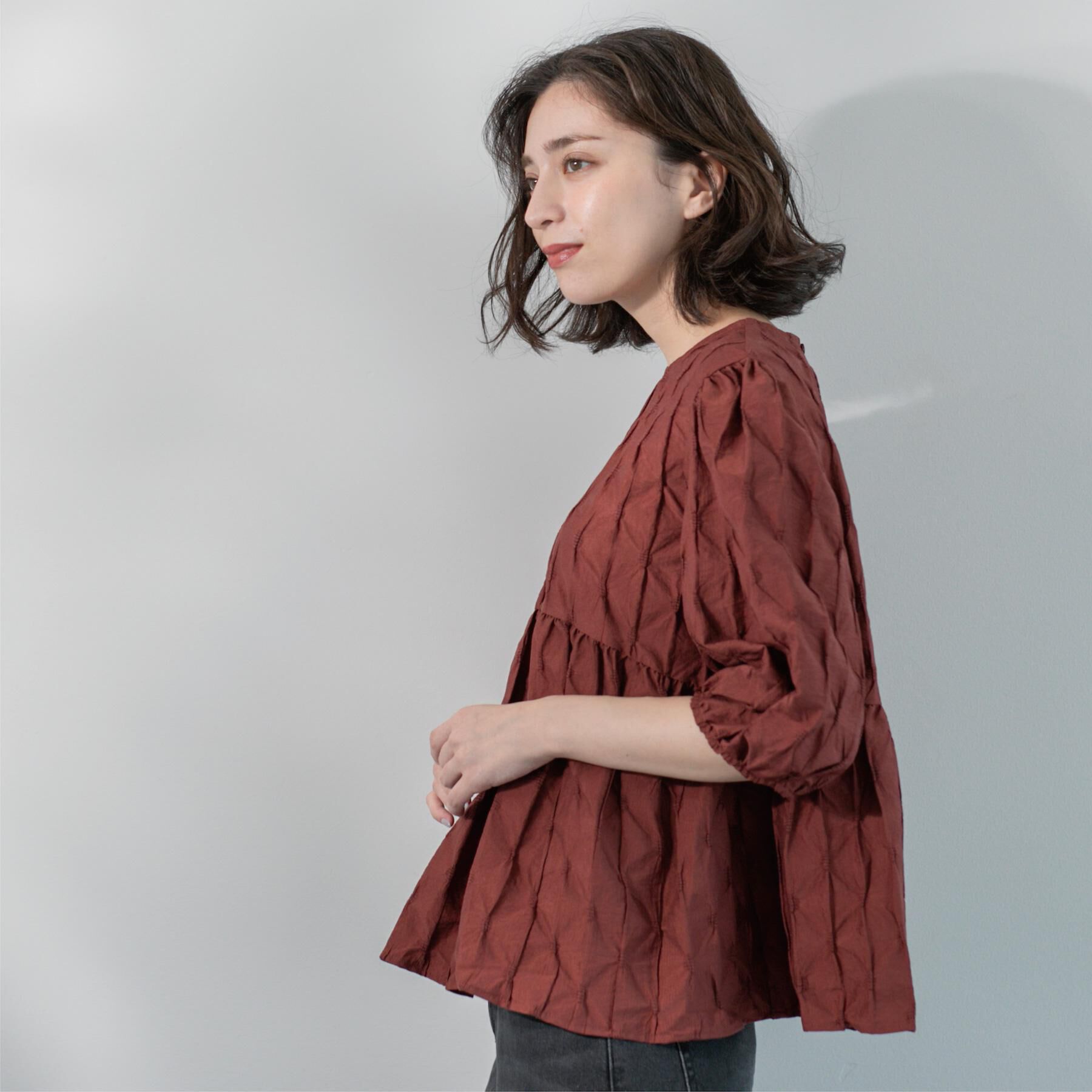 OPAQUE.CLIP「ふくれジャカードペプラムブラウス【洗濯機洗い可】」|シャツ・ブラウス|