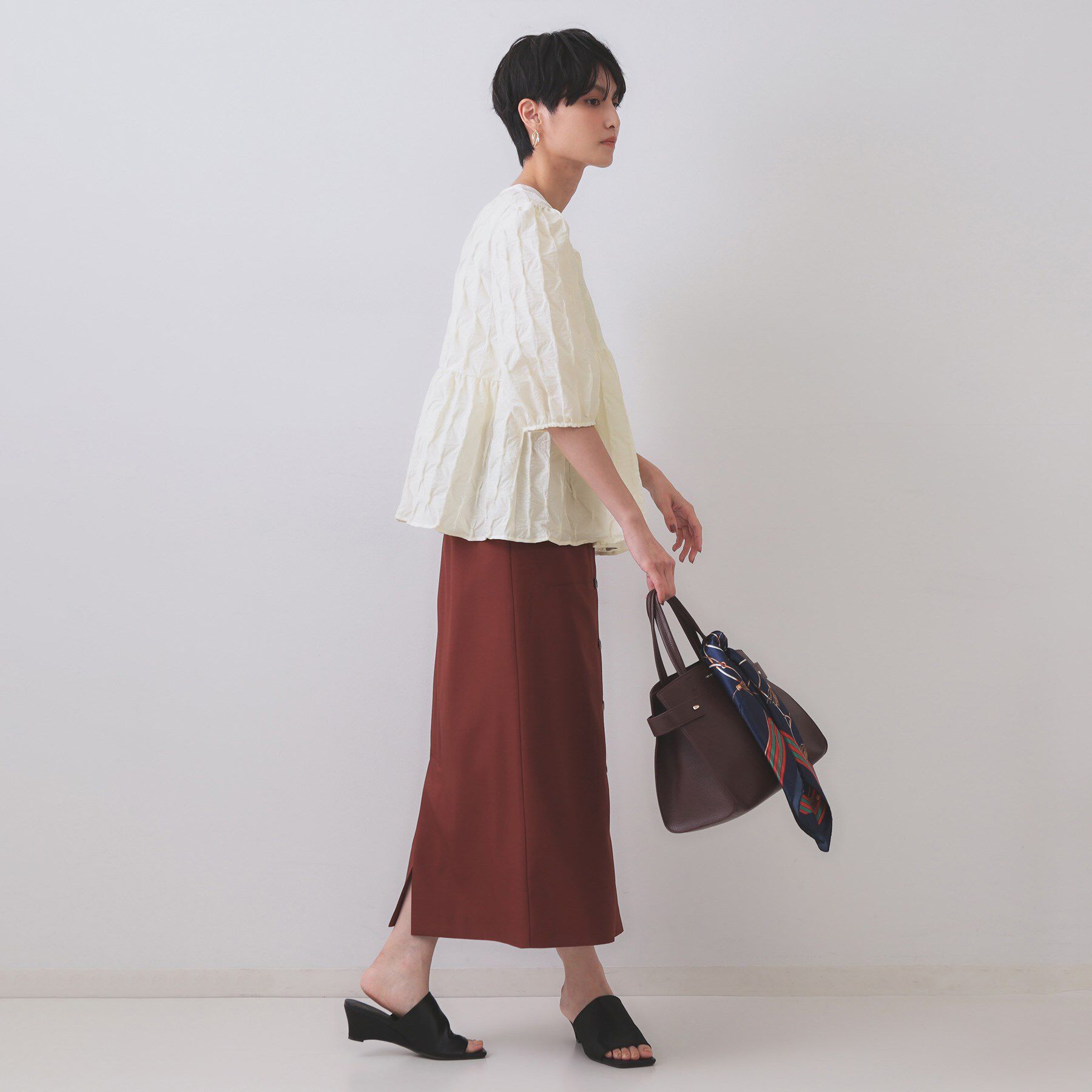 OPAQUE.CLIP「ふくれジャカードペプラムブラウス【洗濯機洗い可】」|シャツ・ブラウス|