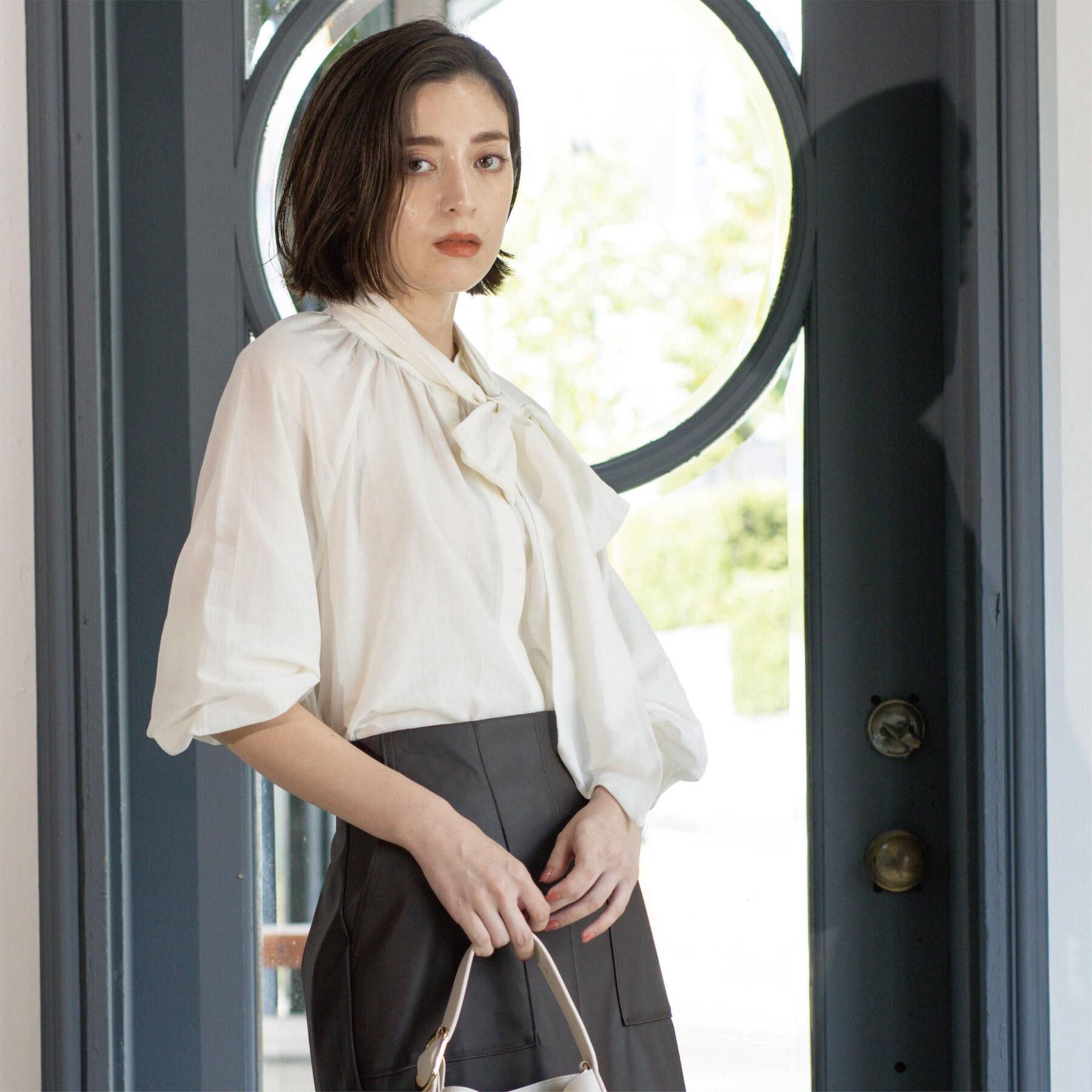 OPAQUE.CLIP「《BAILA掲載》2WAYシアーボウタイブラウス【洗濯機洗い可】」|シャツ・ブラウス|