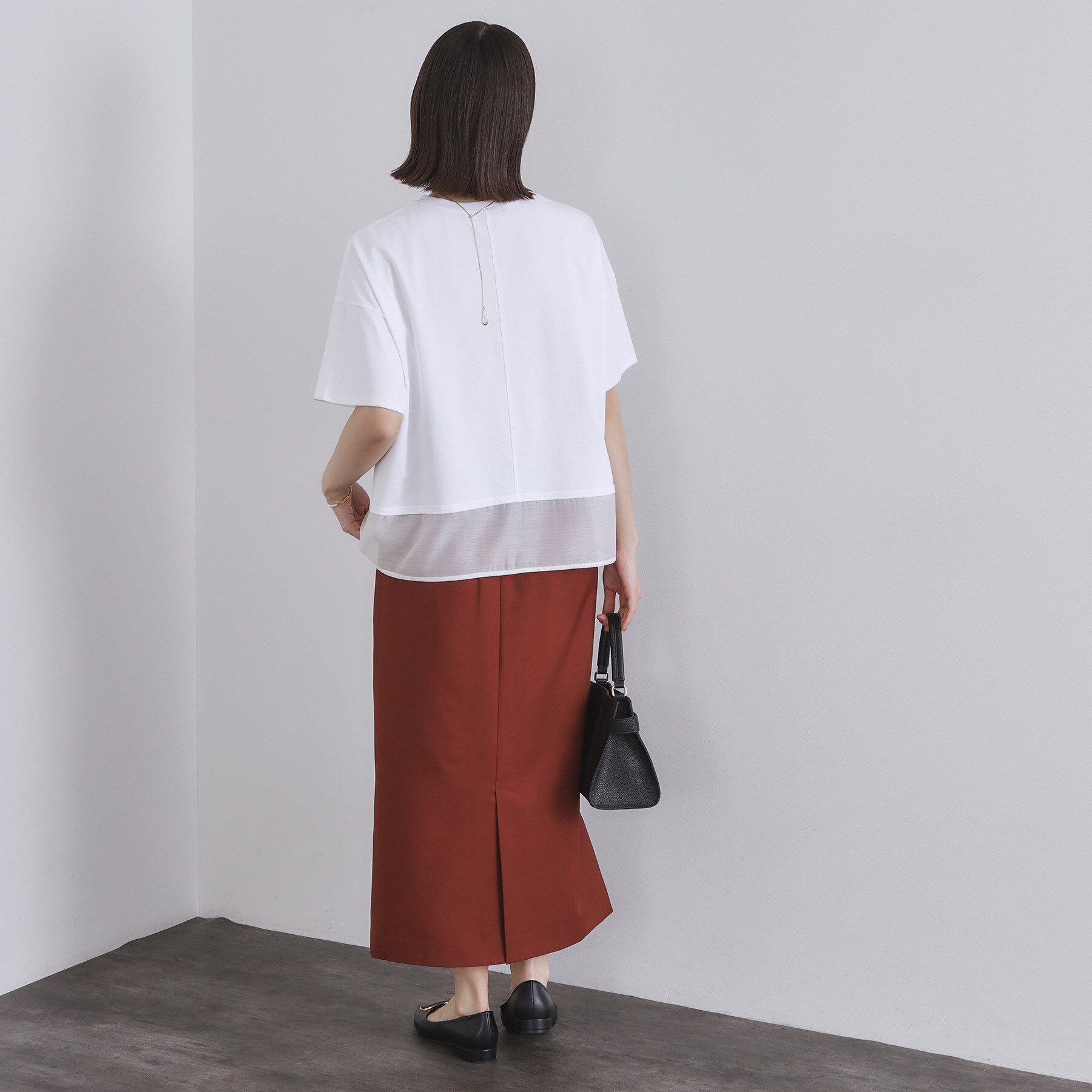 OPAQUE.CLIP「裾シアードッキングボクシーTシャツ【洗濯機洗い可】」|Tシャツ・カットソー|