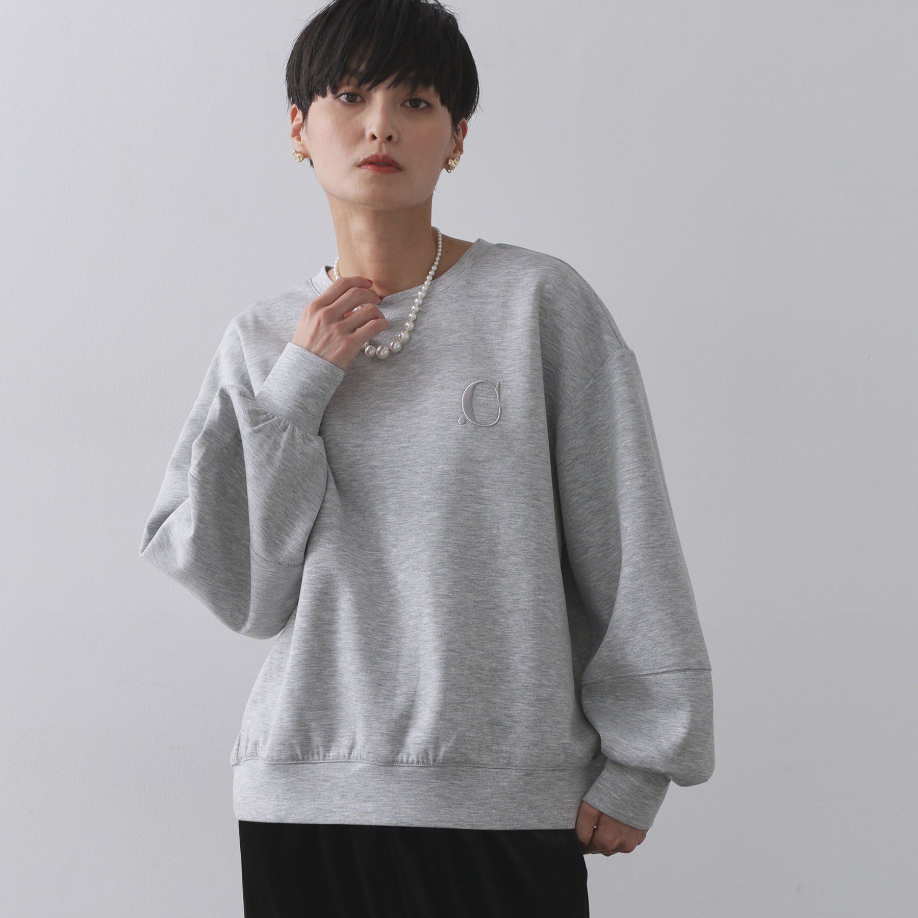 OPAQUE.CLIP「ワンポイント刺繍ダンボールトップス【UVケア/洗濯機洗い可】」|Tシャツ・カットソー|グレー(012)