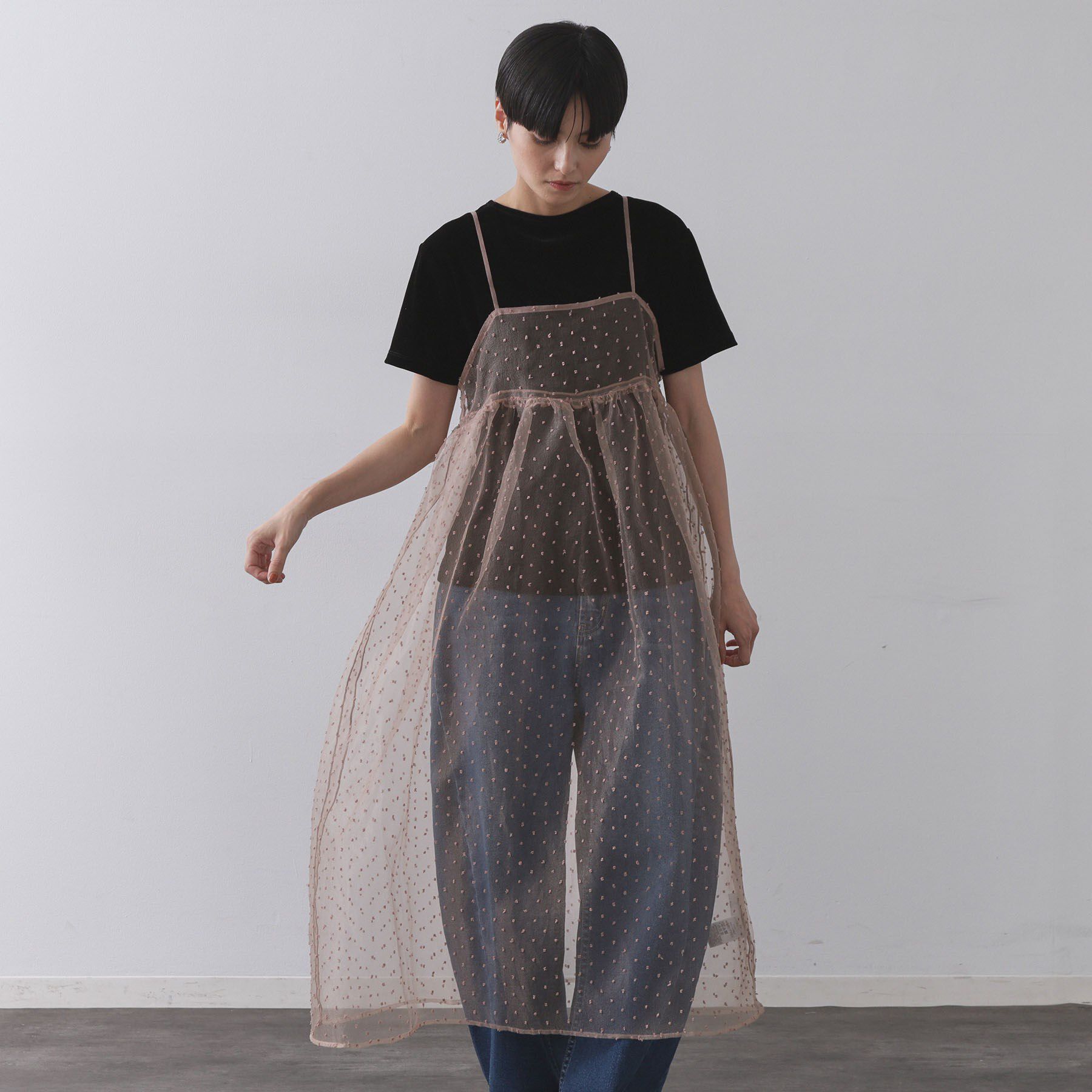 OPAQUE.CLIP「シアードットレイヤードキャミワンピース【洗濯機洗い可】」|ワンピース|