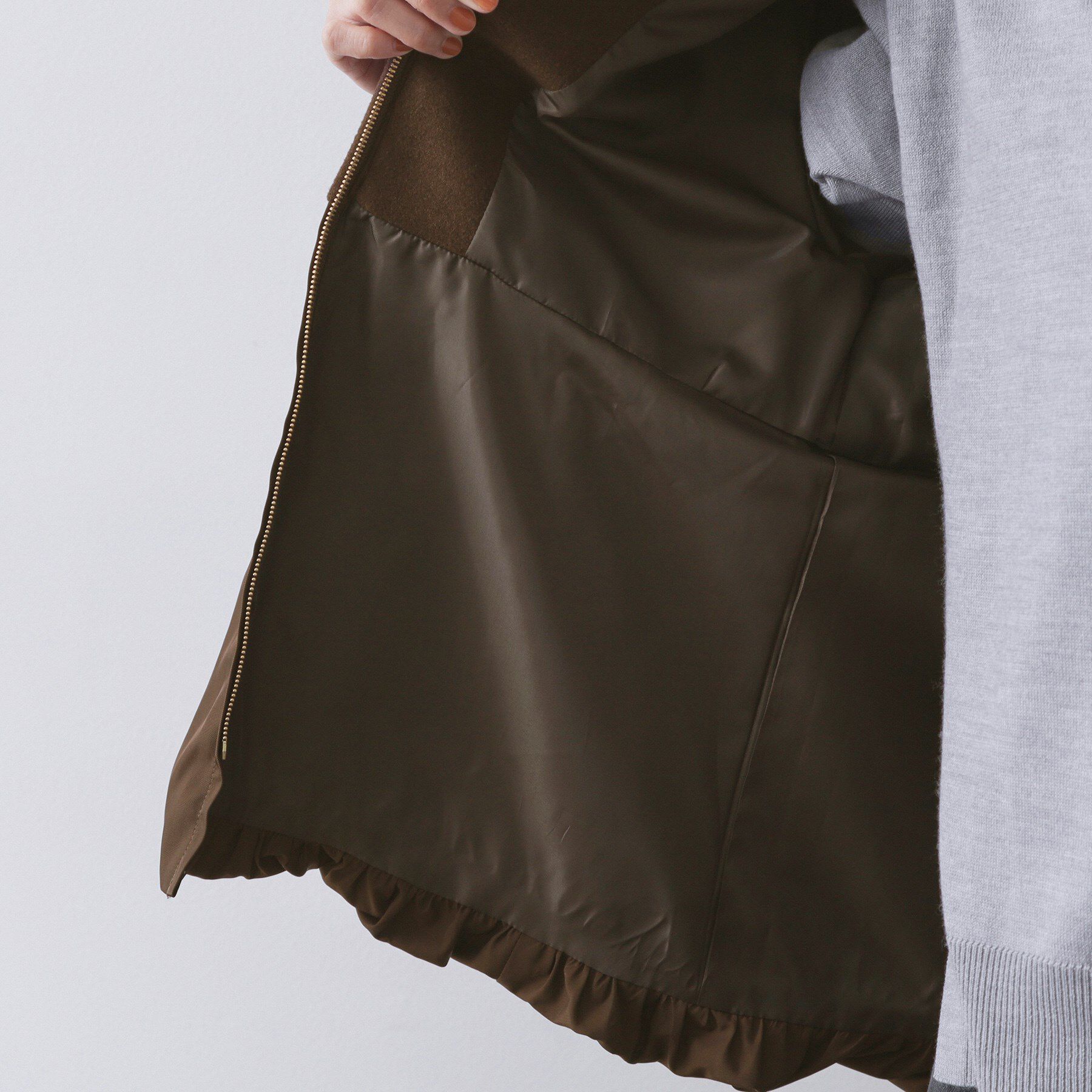 OPAQUE.CLIP「ウールライクペプラムドッキングアウター【洗濯機洗い可】」|ノーカラーコート|