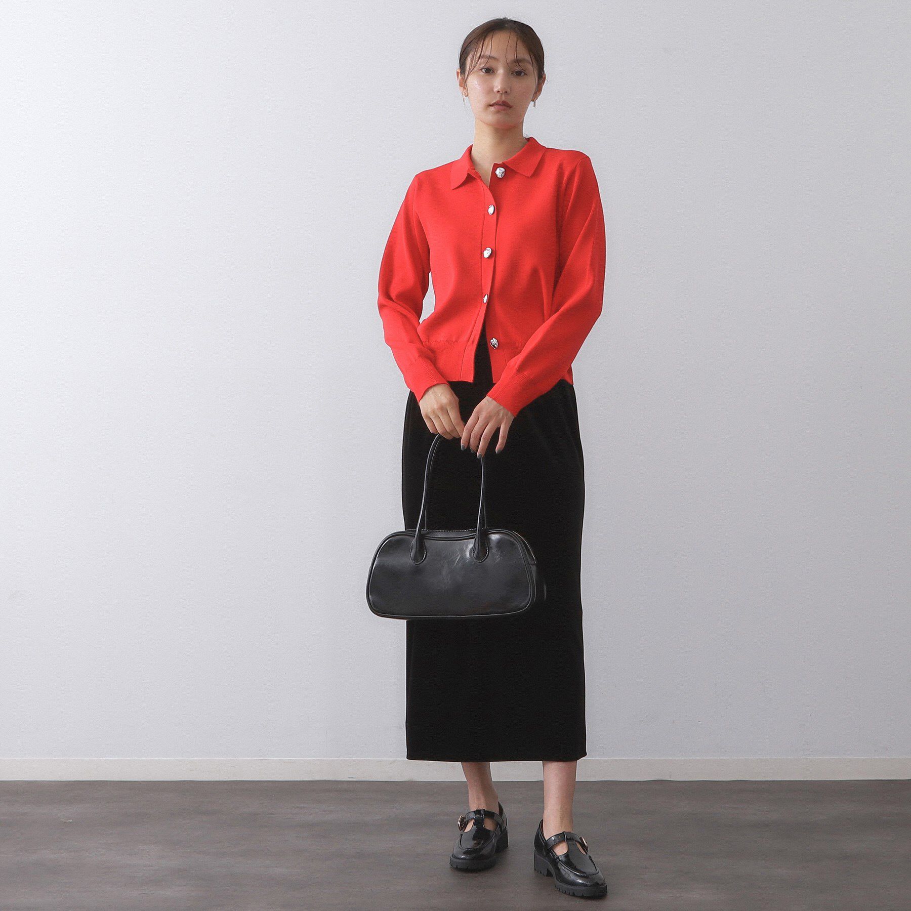 OPAQUE.CLIP「衿付き変形ボタンニットカーディガン【洗濯機OK/抗ピル】」|カーディガン|