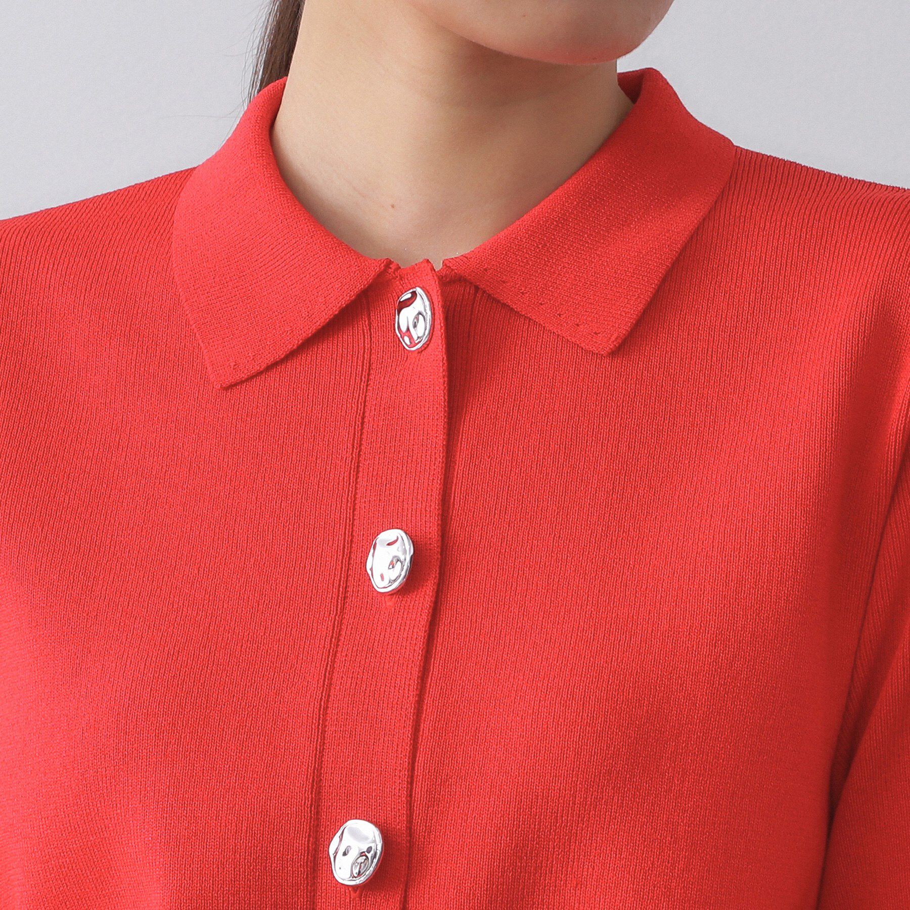 OPAQUE.CLIP「衿付き変形ボタンニットカーディガン【洗濯機OK/抗ピル】」|カーディガン|