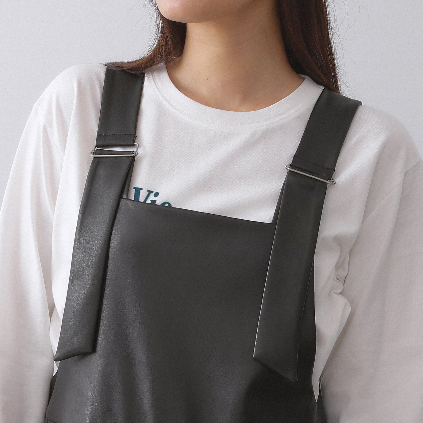 OPAQUE.CLIP「レザー調フレアジャンスカ【洗える】」|ワンピース|