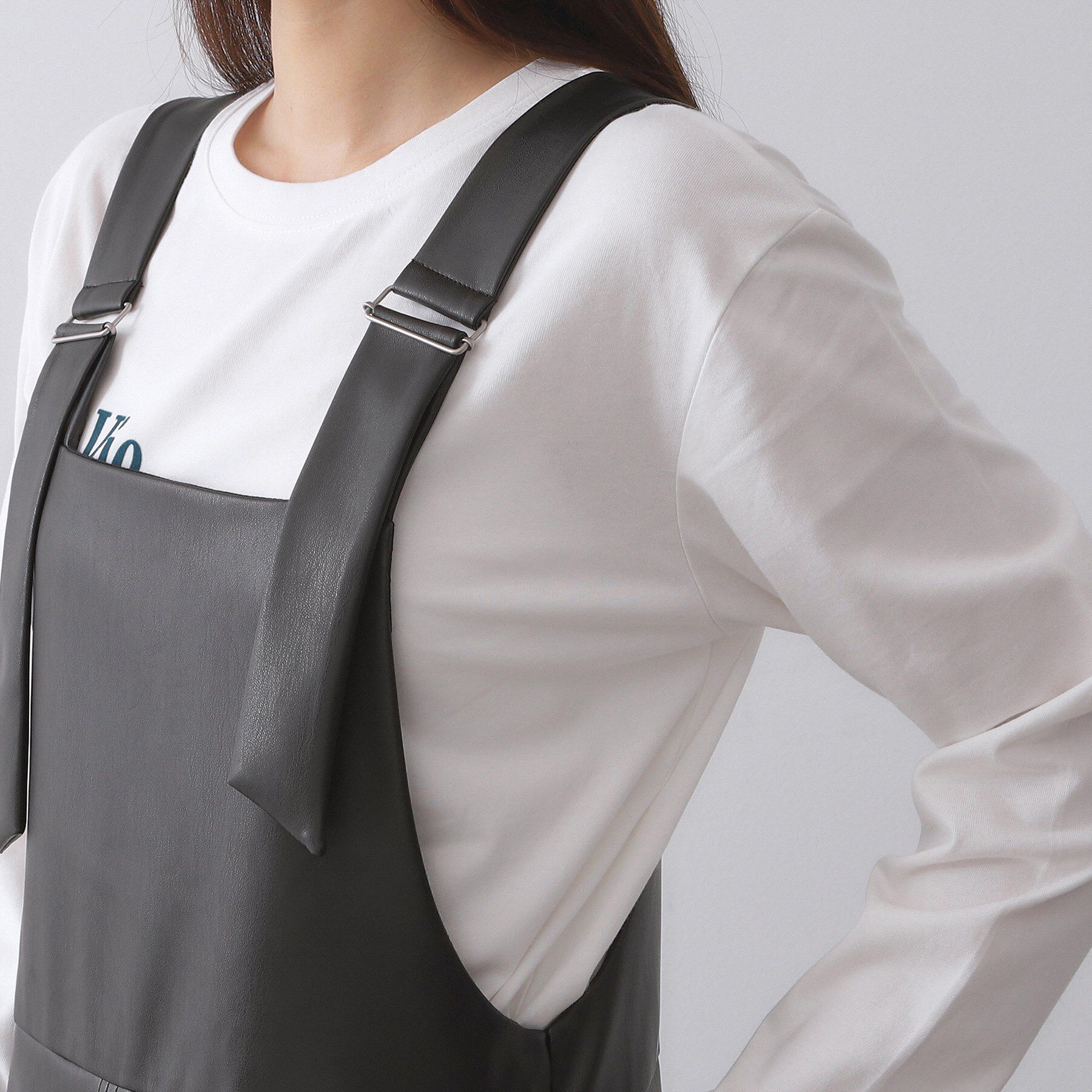 OPAQUE.CLIP「レザー調フレアジャンスカ【洗える】」|ワンピース|