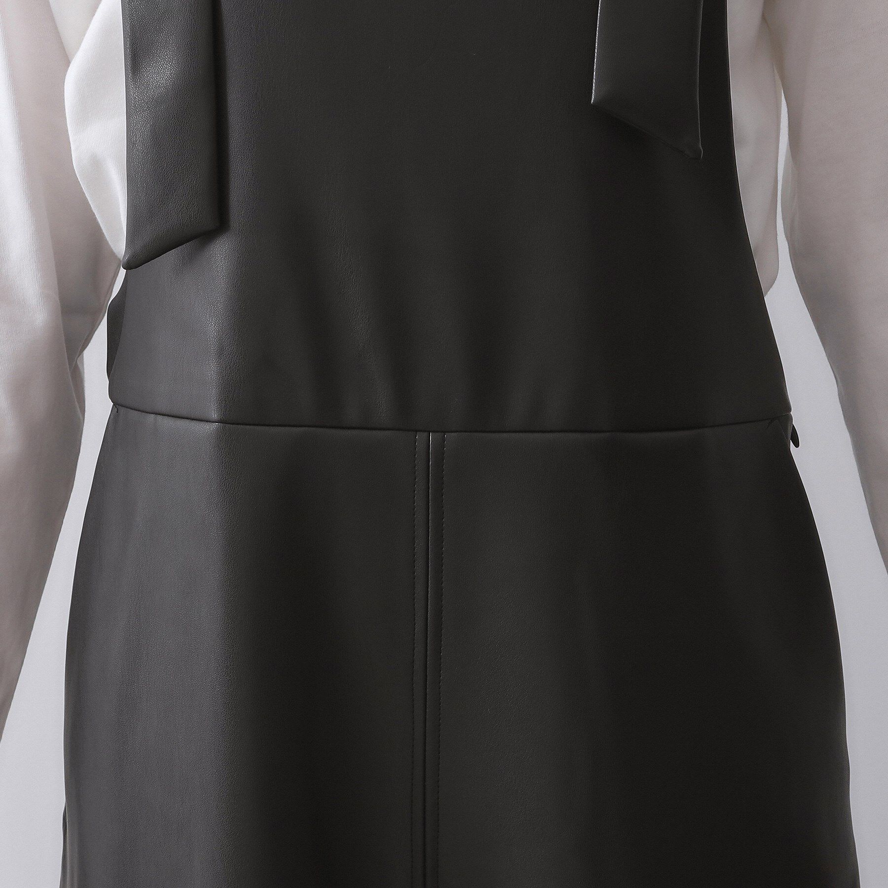 OPAQUE.CLIP「レザー調フレアジャンスカ【洗える】」|ワンピース|