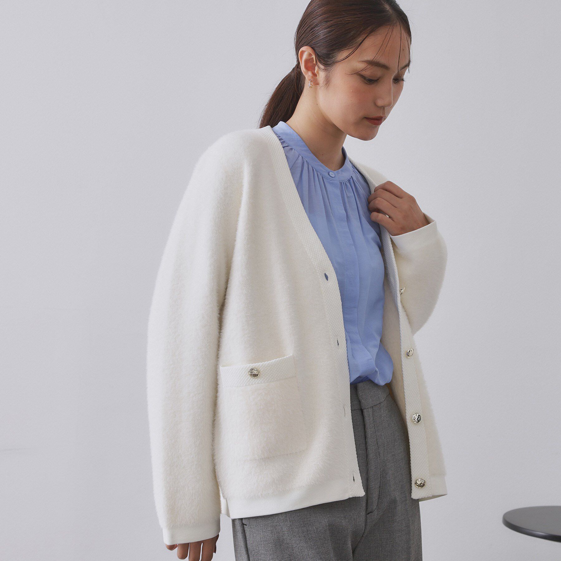 OPAQUE.CLIP「フェザーヤーンカーディガン【洗濯機OK/抗ピル】」|カーディガン|