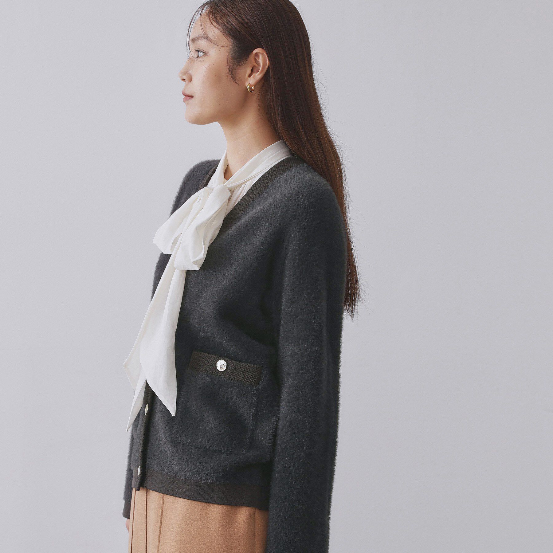 OPAQUE.CLIP「フェザーヤーンカーディガン【洗濯機OK/抗ピル】」|カーディガン|