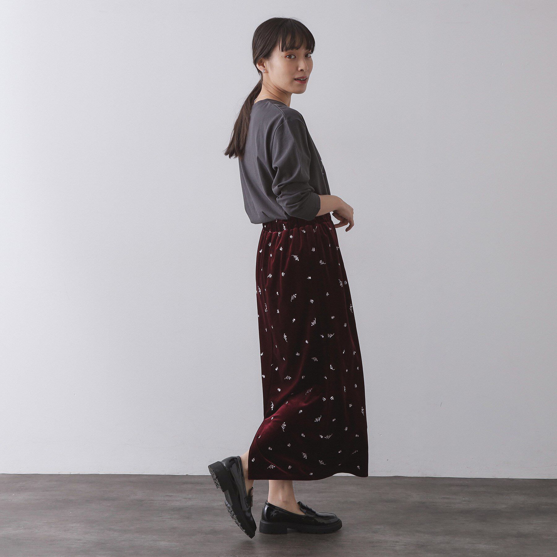 OPAQUE.CLIP「ベロアナロースカート/セットアップ対応可【洗濯機OK】」|スカート|