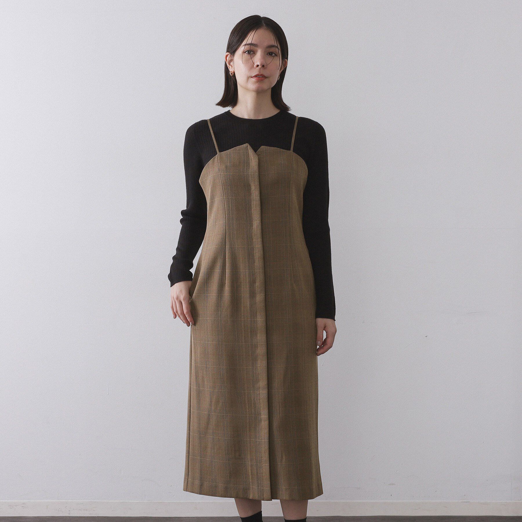 OPAQUE.CLIP「グレンチェックキャミワンピース/セットアップ対応可【洗濯機OK】」|ワンピース|