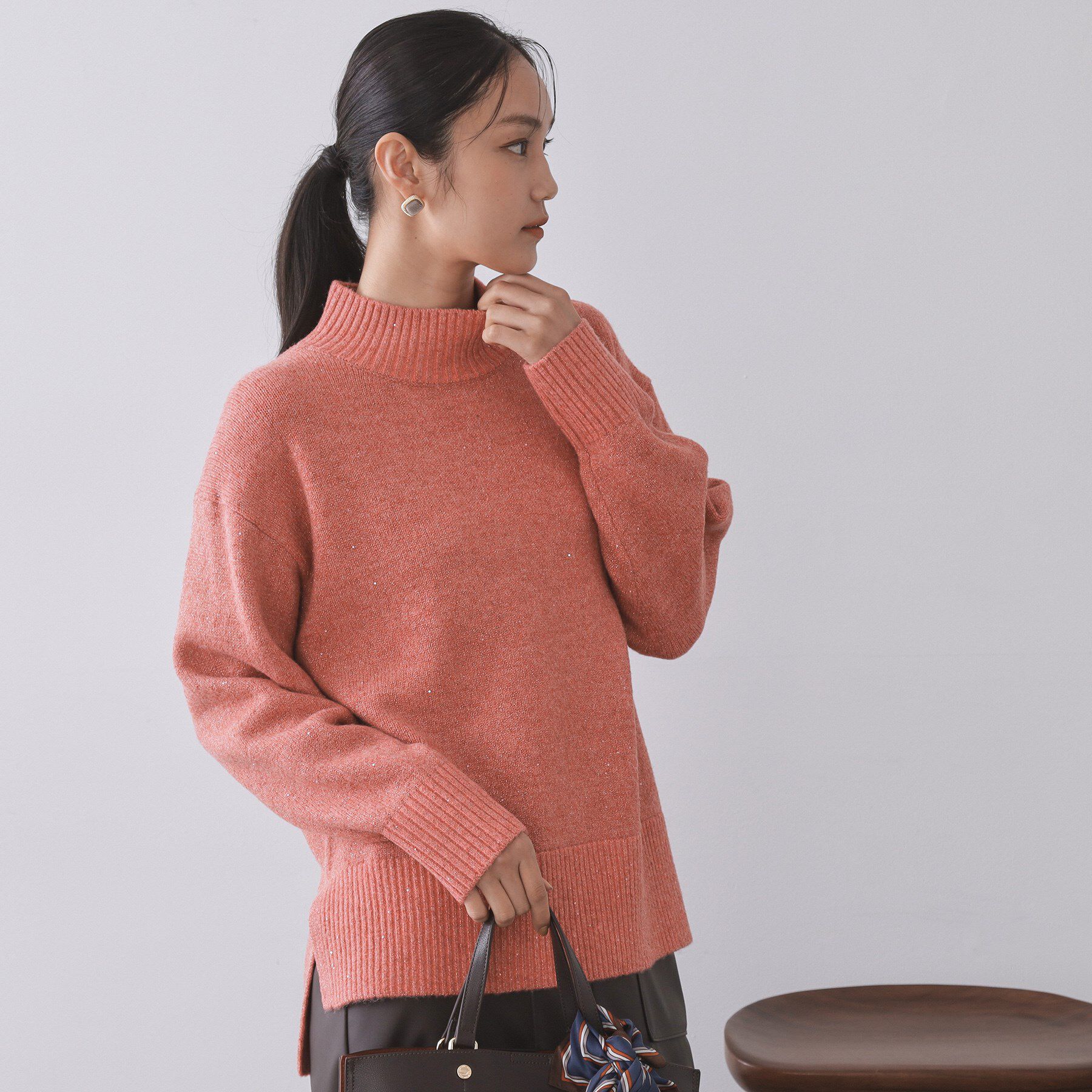 OPAQUE.CLIP「ラメスパンコールハイネックニット/セットアップ対応可【洗濯機OK】」|ニット・セーター|