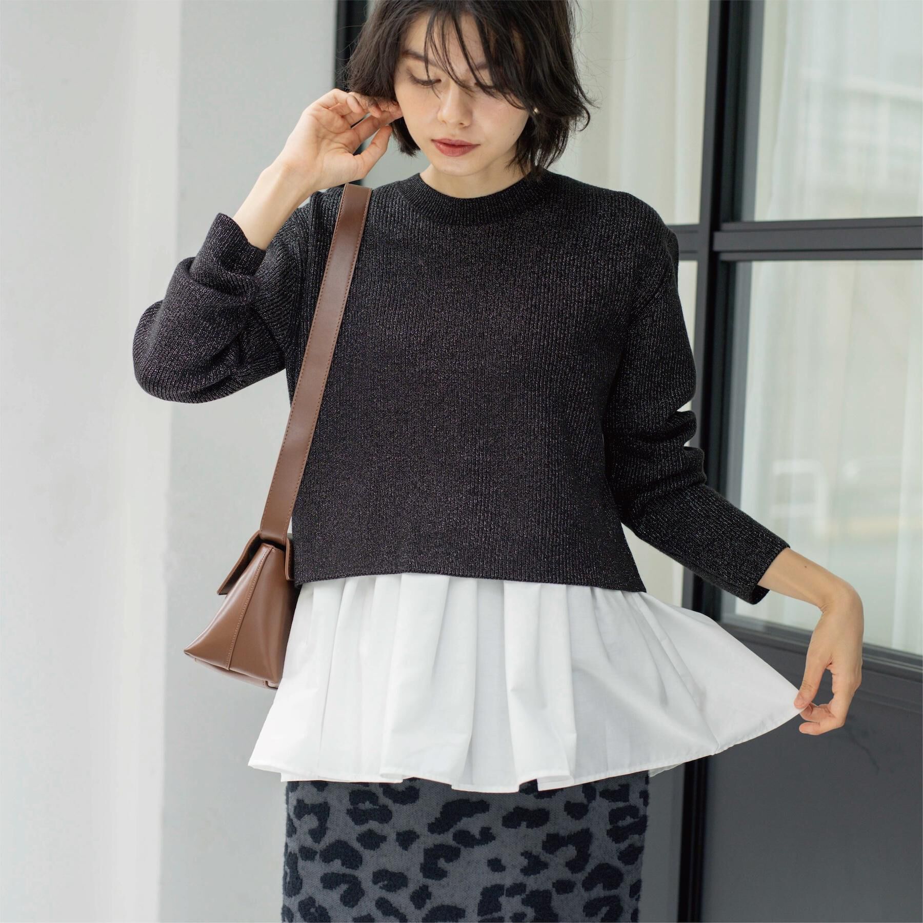 OPAQUE.CLIP「《ツインセット》ショートラメニット&times;フレアタンクトップ【洗濯機OK】」|その他|