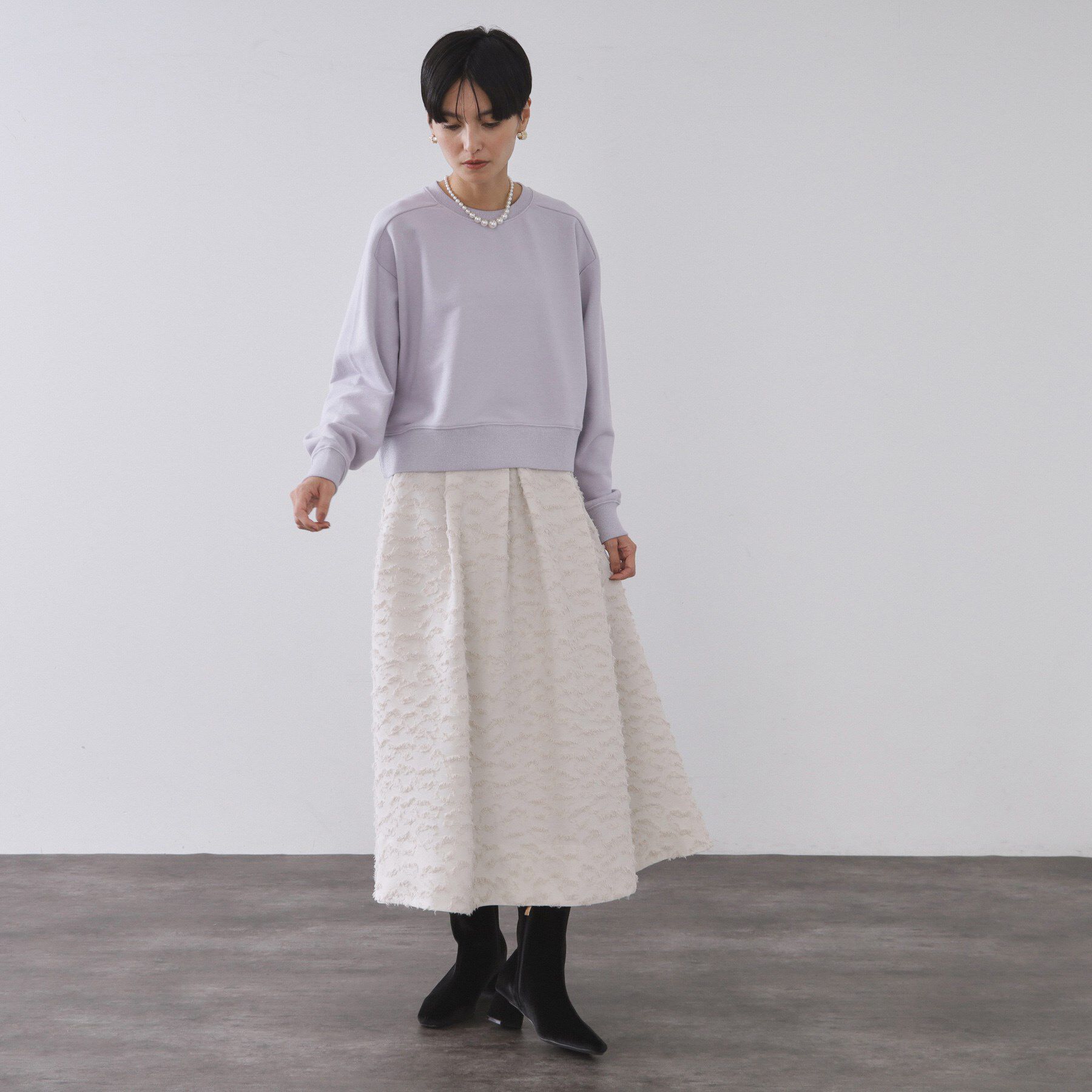 OPAQUE.CLIP「ラメ裏毛ショートプルオーバー【洗濯機OK】」|パーカー|