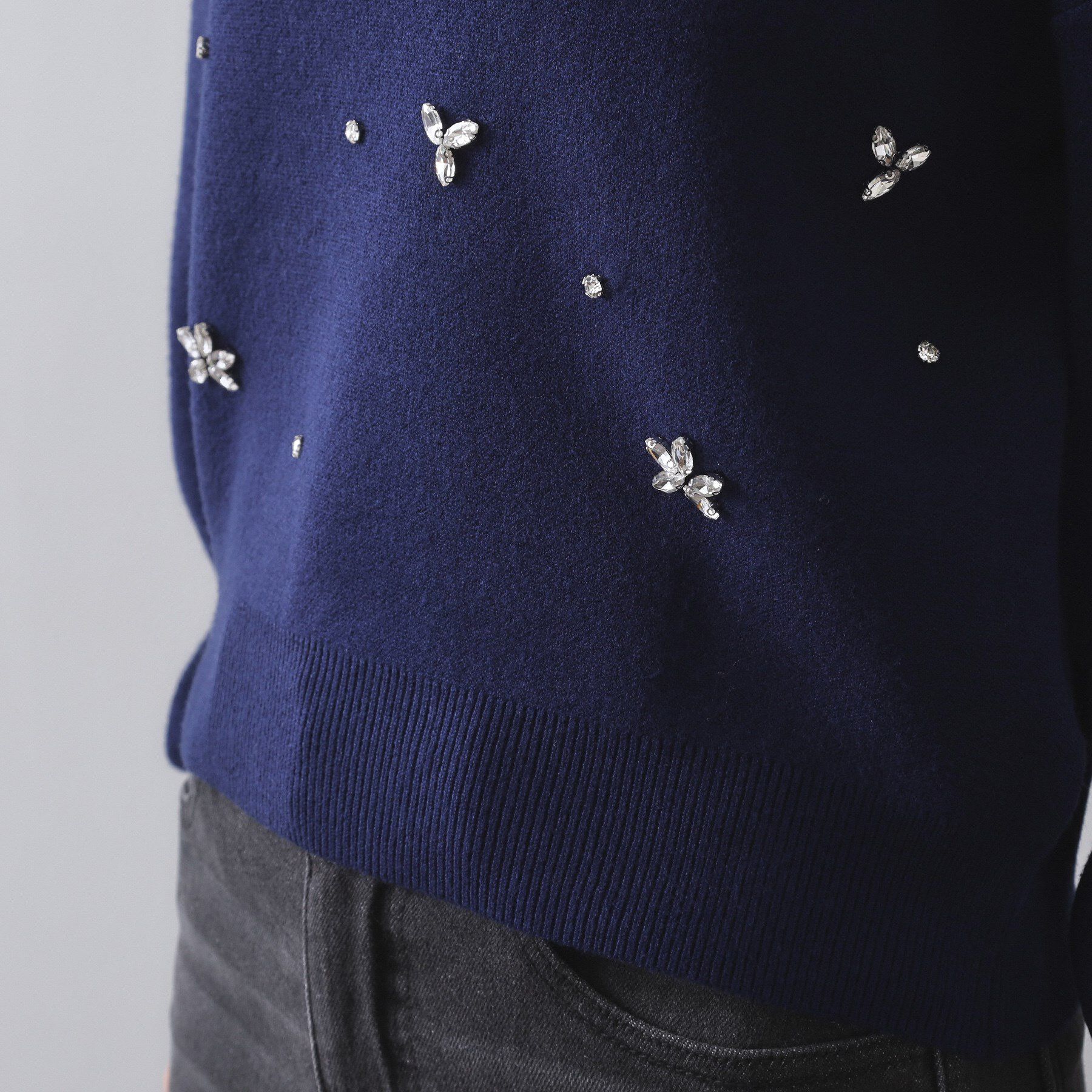 OPAQUE.CLIP「ビジューニットトップス【洗える】」|ニット・セーター|