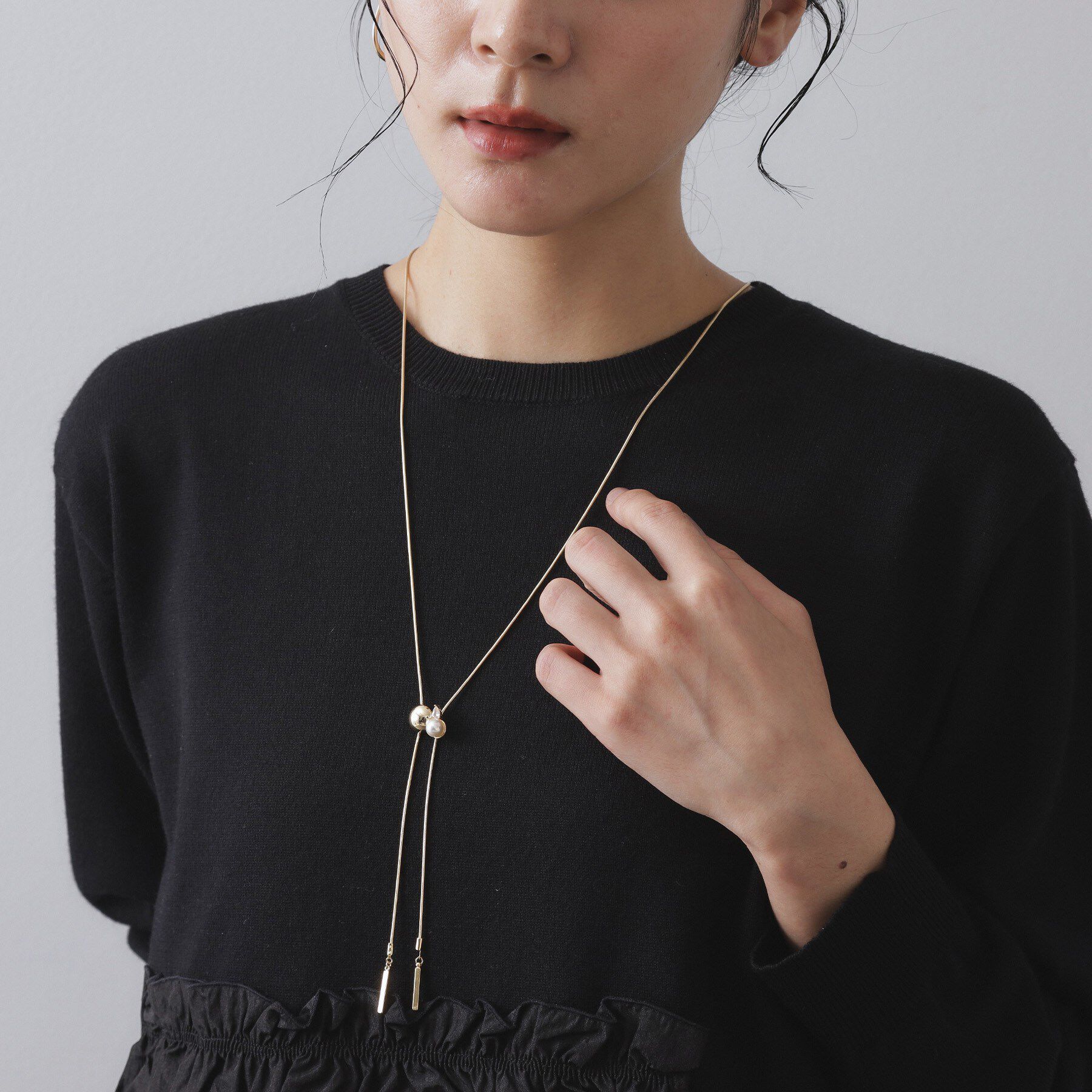 OPAQUE.CLIP「パール調ビジュースライドネックレス」|ネックレス|