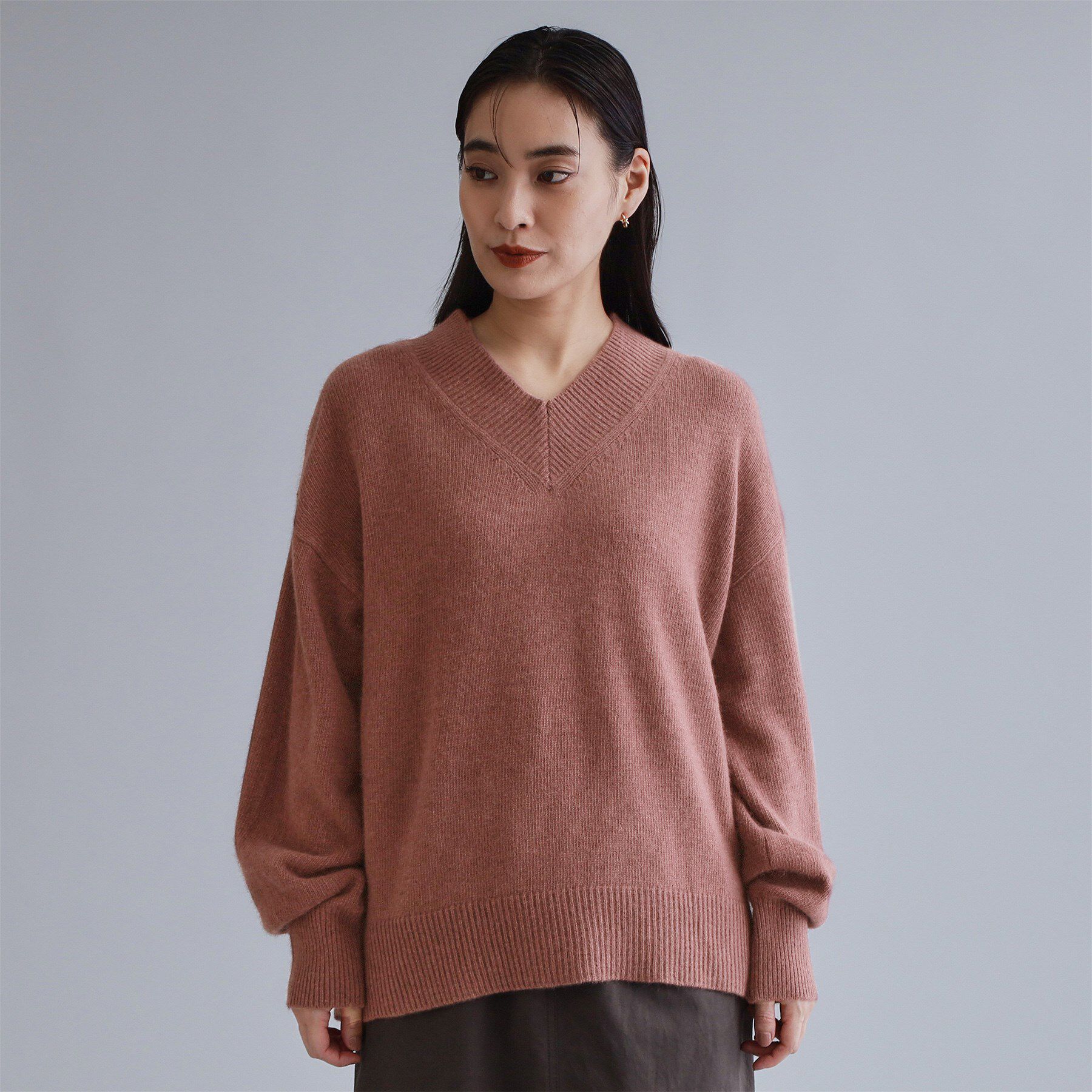 OPAQUE.CLIP「【es】フラッフィーウールVネックニット【洗濯機OK】」|ニット・セーター|