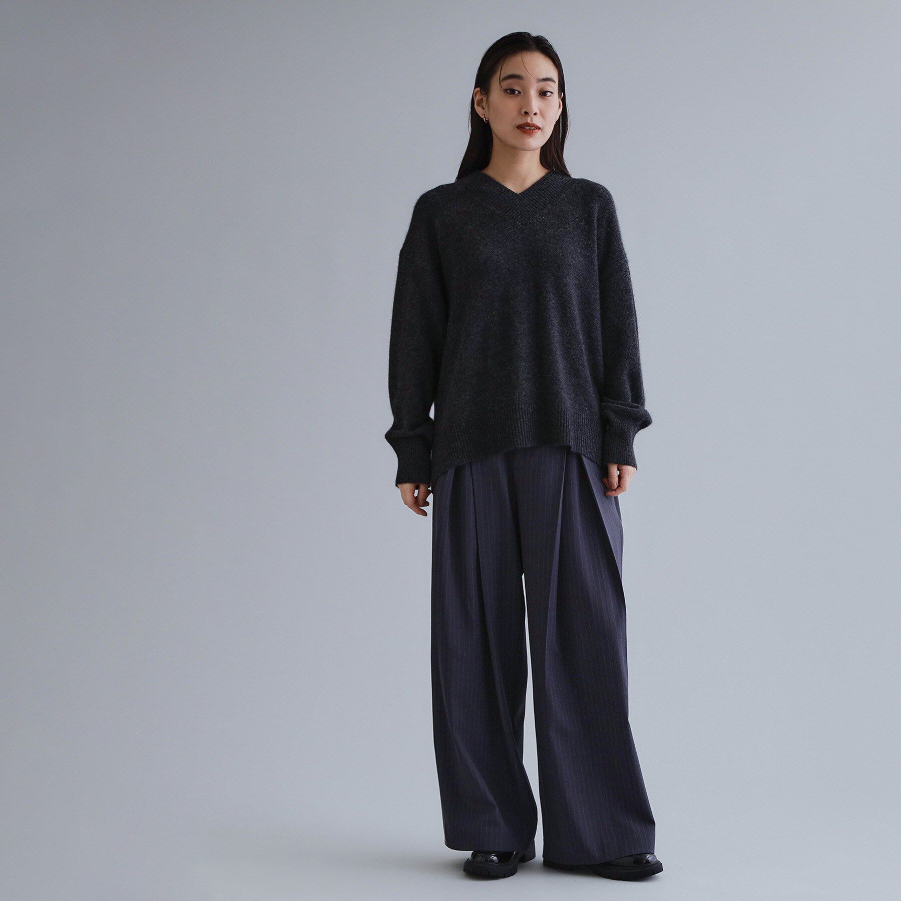 OPAQUE.CLIP「【es】ピンストライプ 変形ワイドパンツ【洗濯機OK】」|その他|