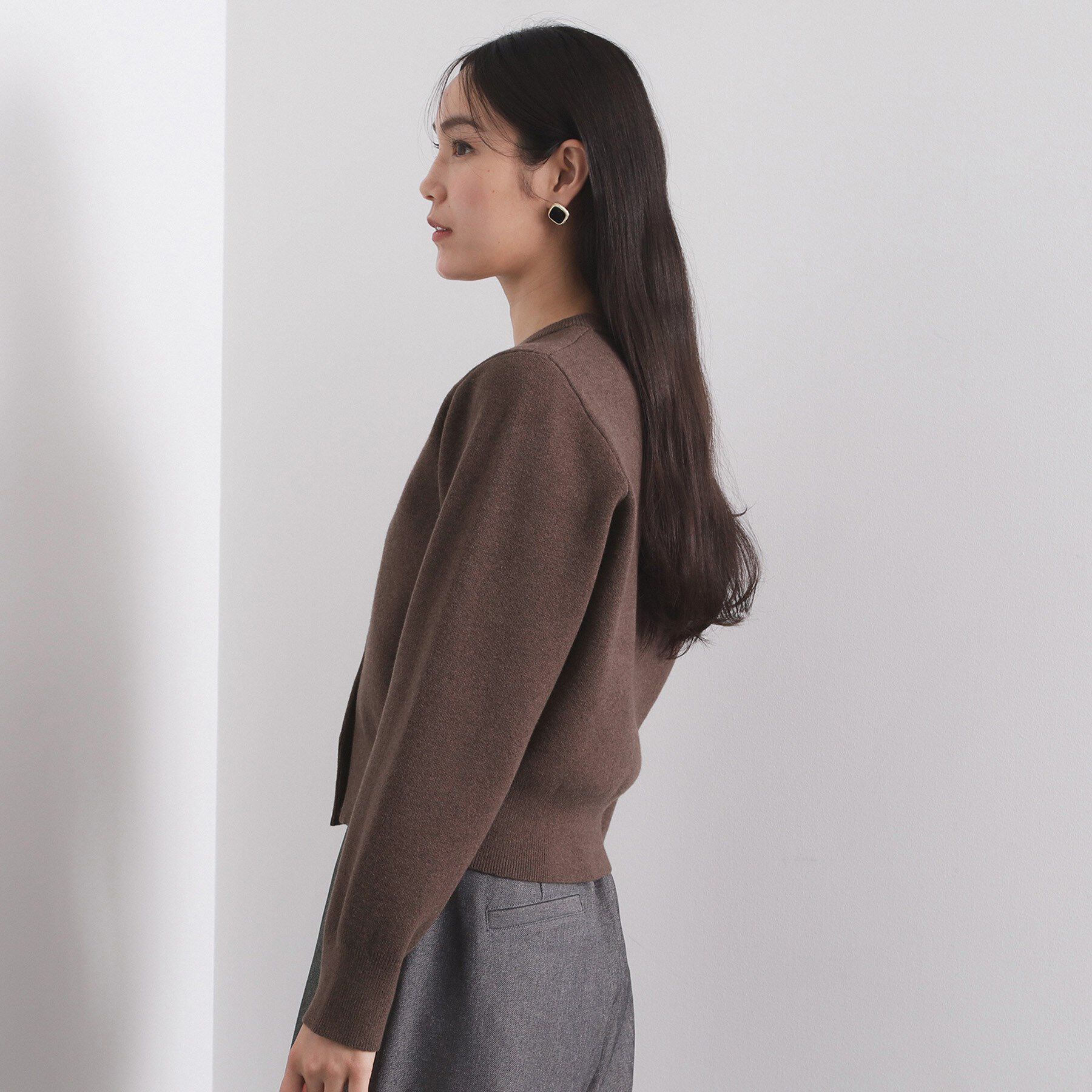 OPAQUE.CLIP「フェイクパールビジューボタンニットカーディガン【洗濯機OK】」|カーディガン|