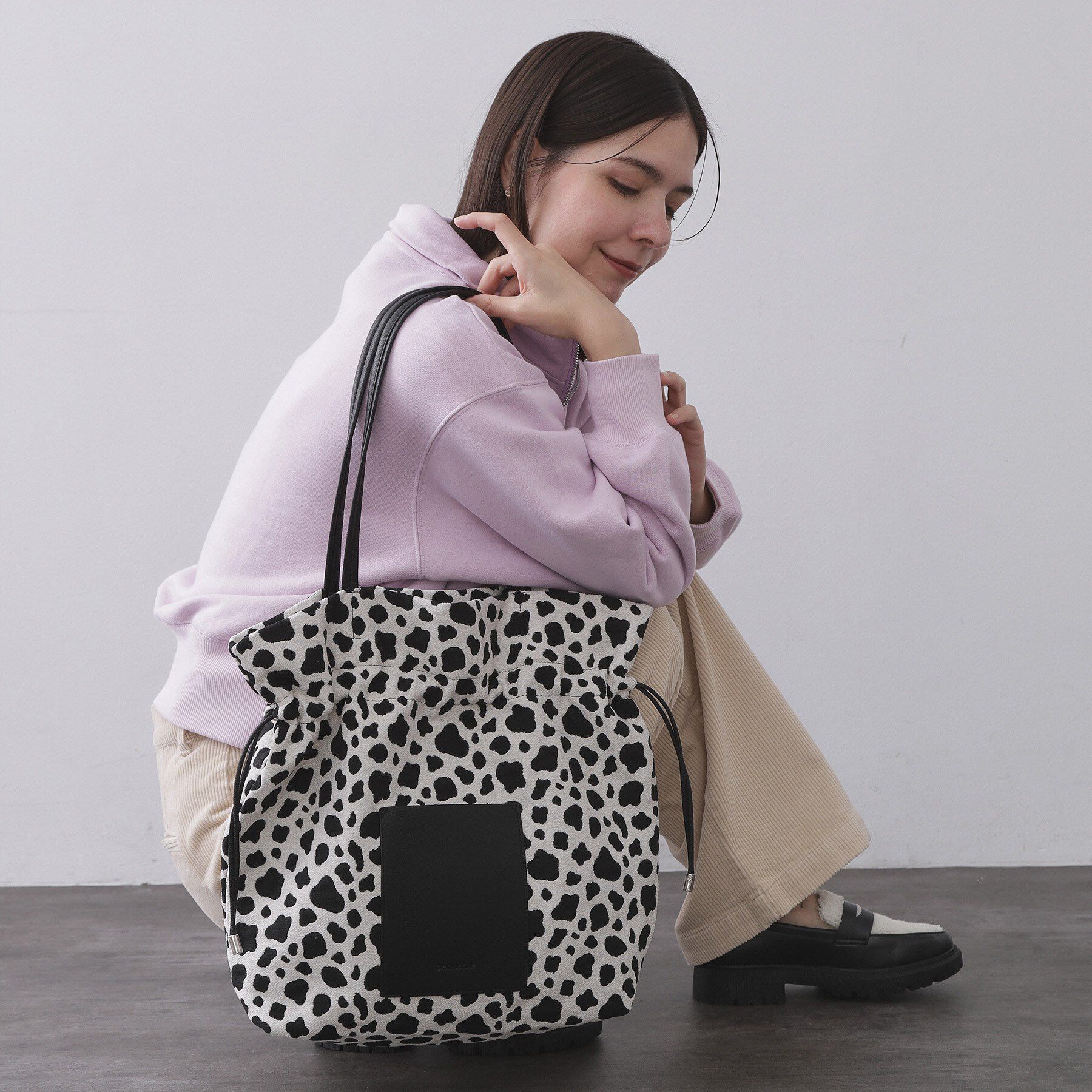 OPAQUE.CLIP「素材アソートドロストデザイン巾着トートバッグ【A4サイズ対応】」|トートバッグ|