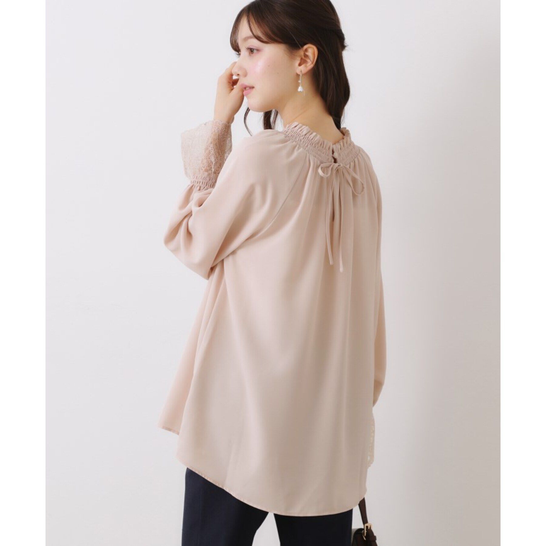 Couture broach「【大人可愛い・通勤】レースキャンディーシャーリングチュニック」|シャツ・ブラウス|ライトピンク(070