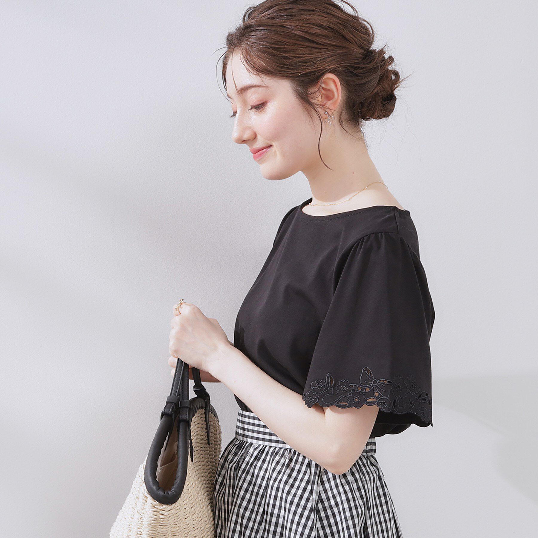 Couture broach「【接触冷感・UVカット】袖エンブロサイロコンパクトトップス」|Tシャツ・カットソー|