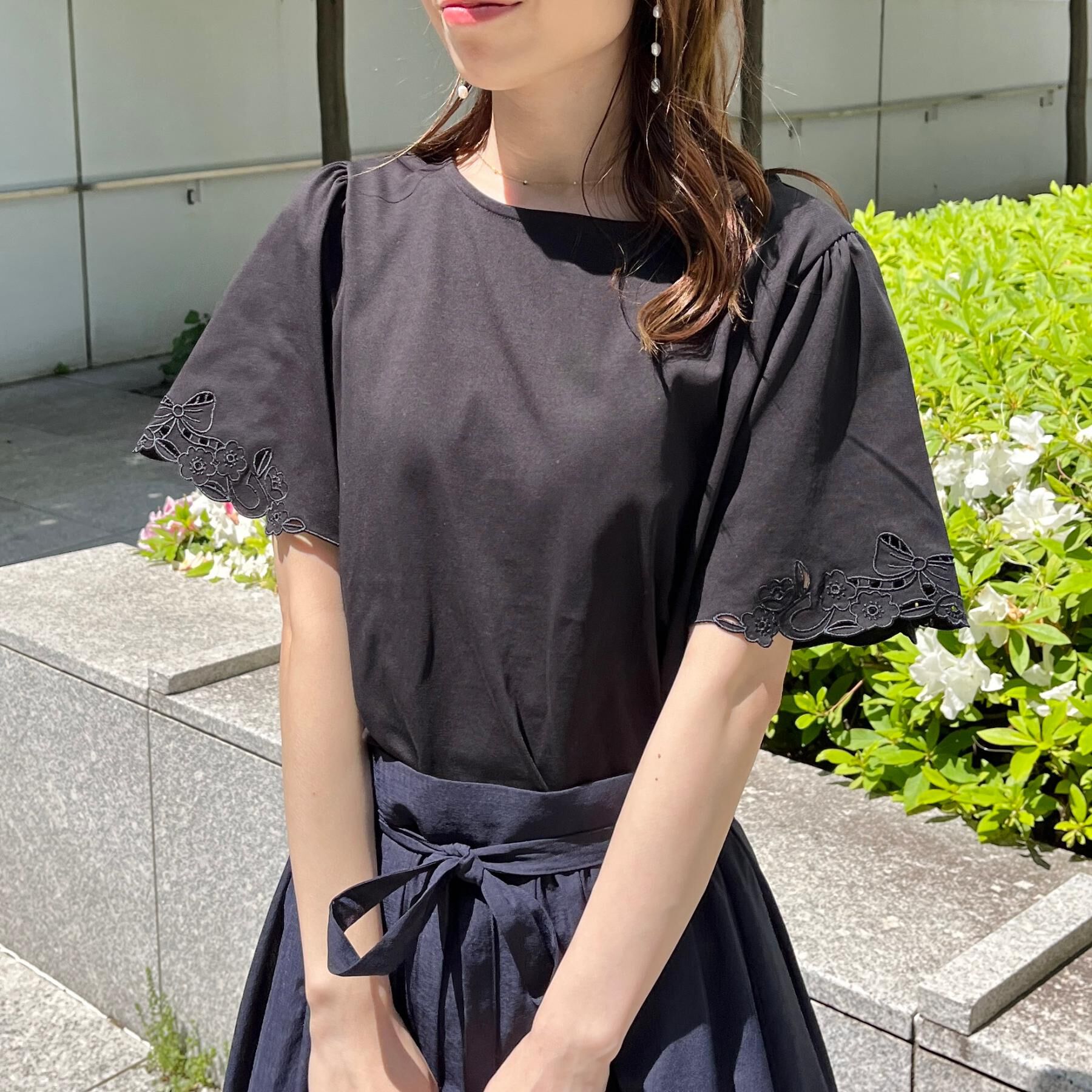 Couture broach「【接触冷感・UVカット】袖エンブロサイロコンパクトトップス」|Tシャツ・カットソー|