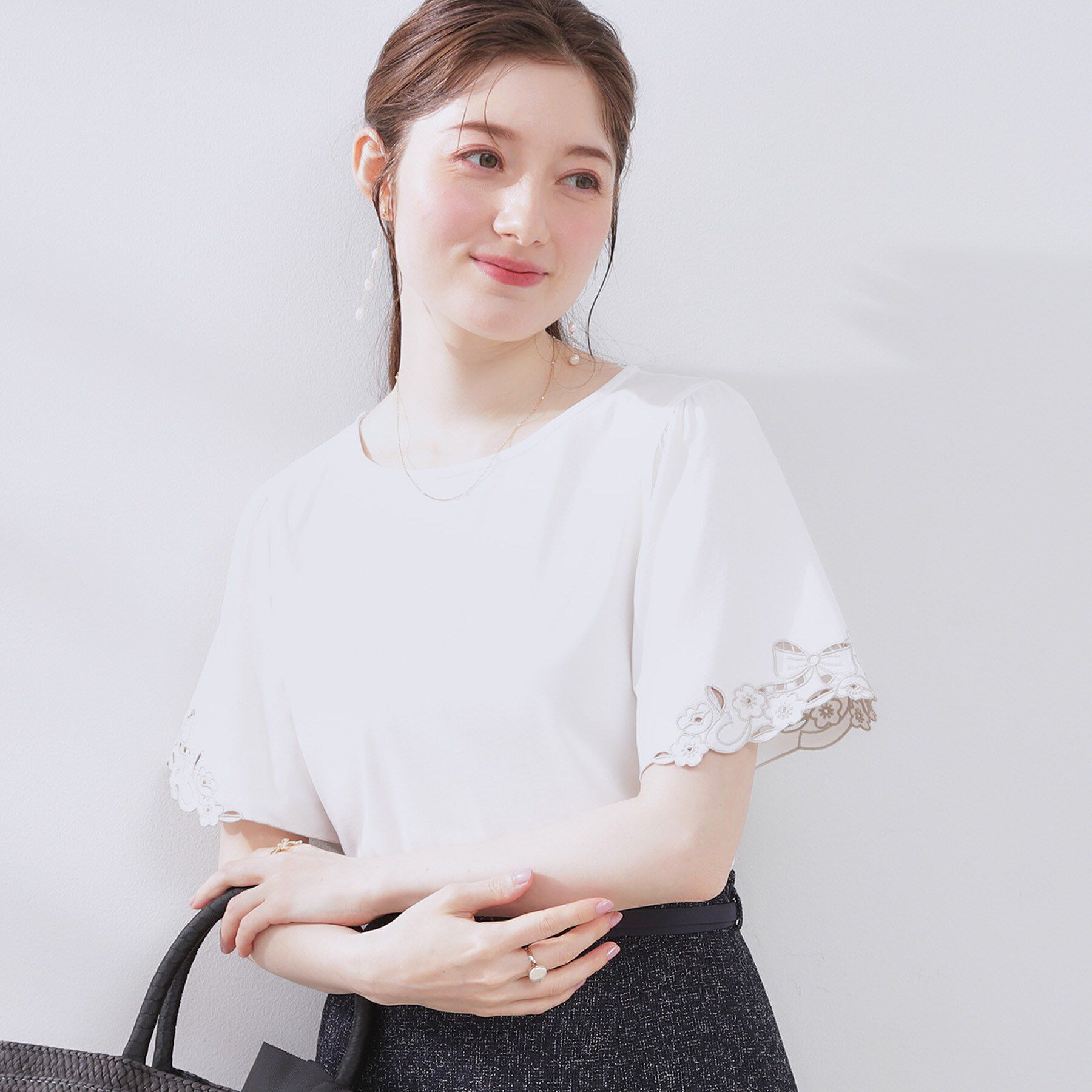 Couture broach「【接触冷感・UVカット】袖エンブロサイロコンパクトトップス」|Tシャツ・カットソー|