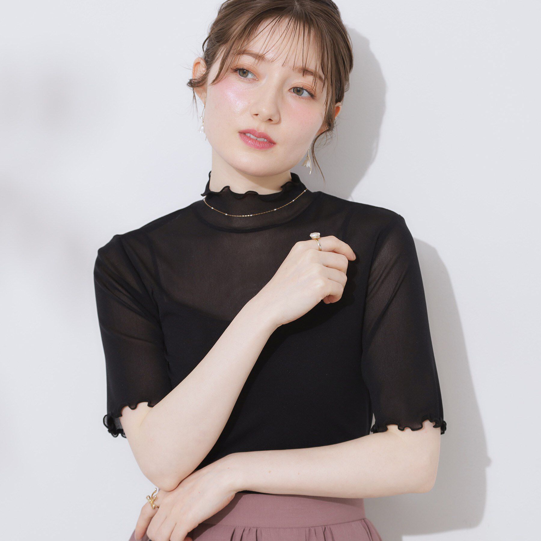 Couture broach「シアーチュール5分袖トップス」|Tシャツ・カットソー|