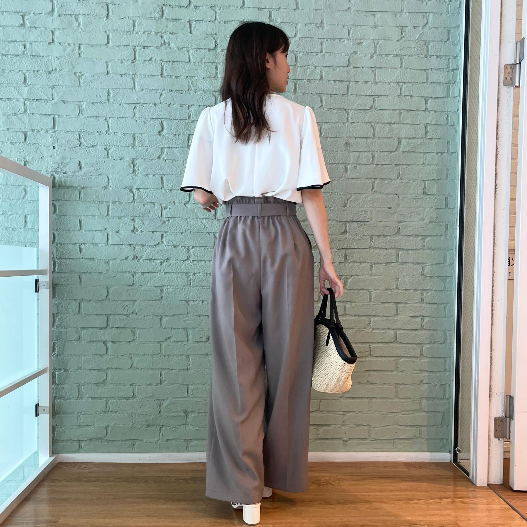 Couture broach「【美脚効果・通勤】リネンライク サス付きパンツ」|その他|