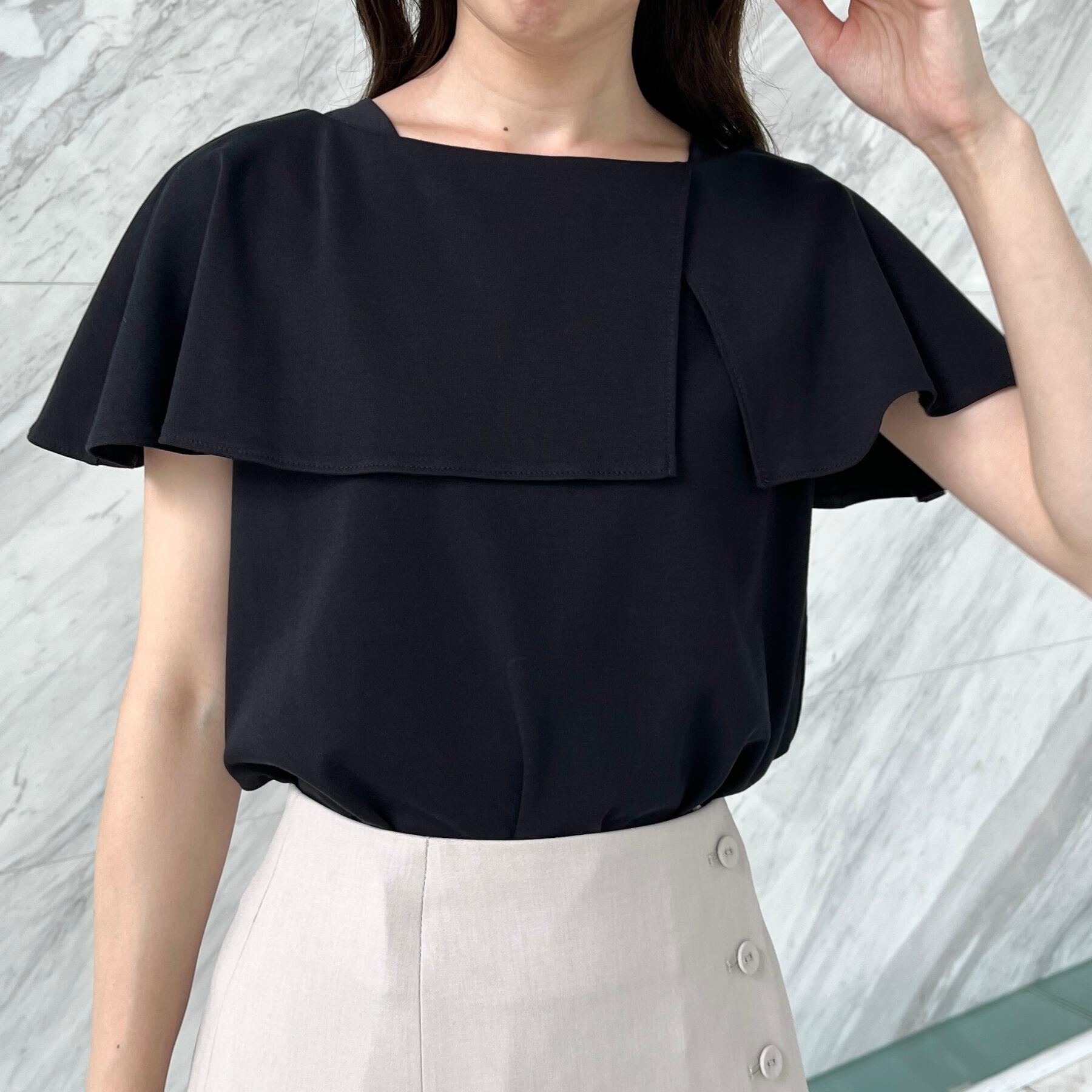 Couture broach「【マシンウォッシャブル・UVケア・接触冷感】2WAYケープデザインカットソー」|Tシャツ・カットソー|