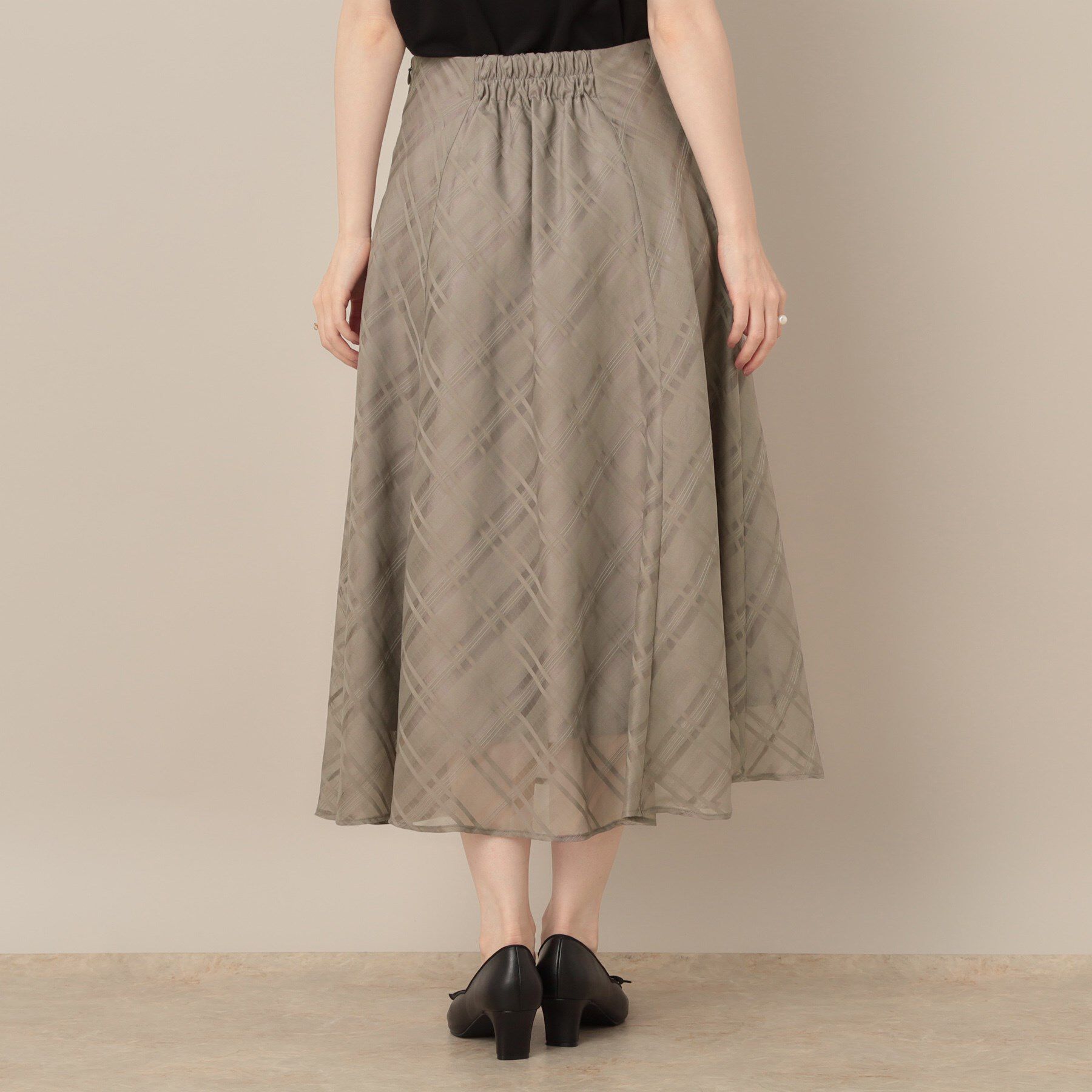 Couture broach「【美シルエット・通勤】シアーチェックオーガンジースカート」|スカート|