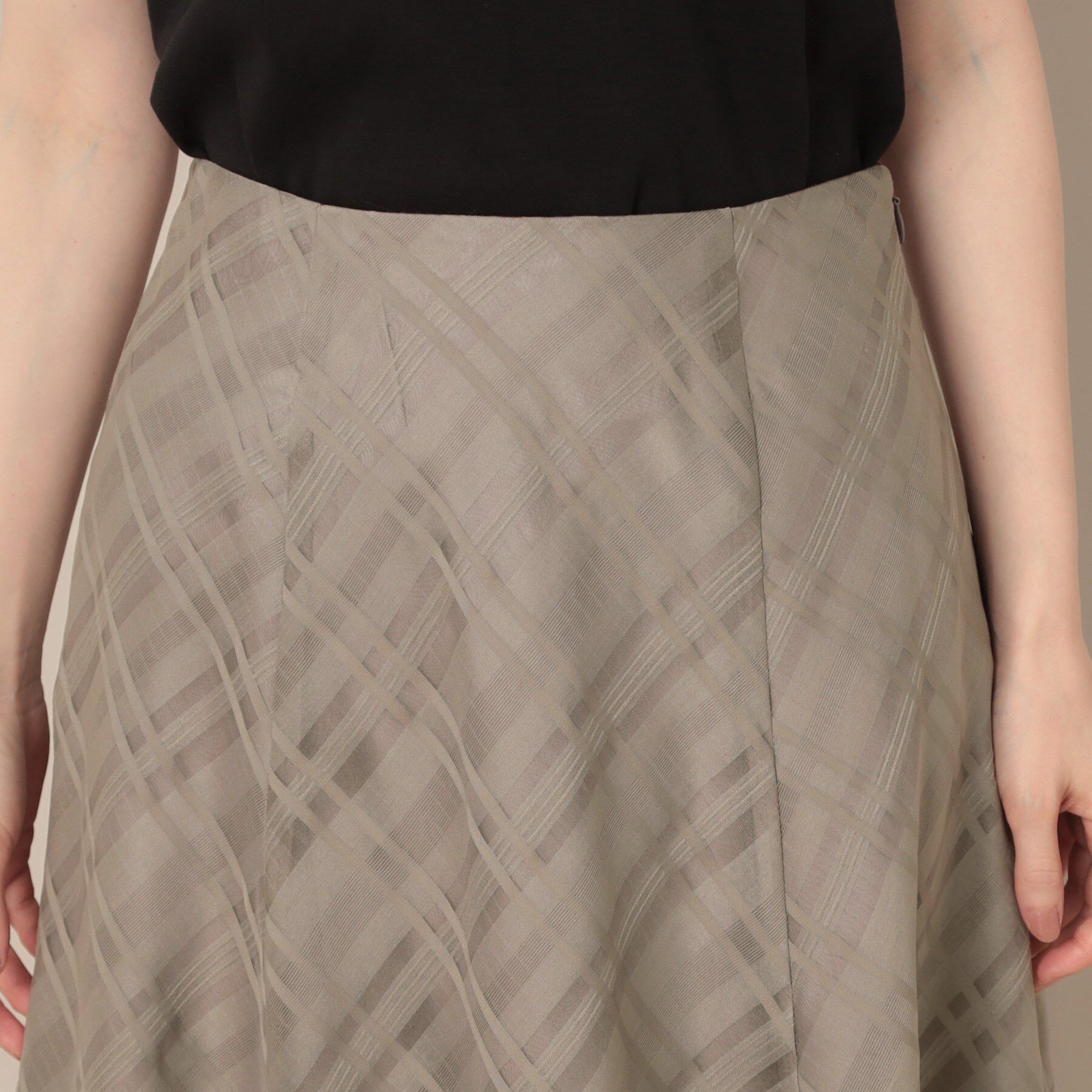 Couture broach「【美シルエット・通勤】シアーチェックオーガンジースカート」|スカート|