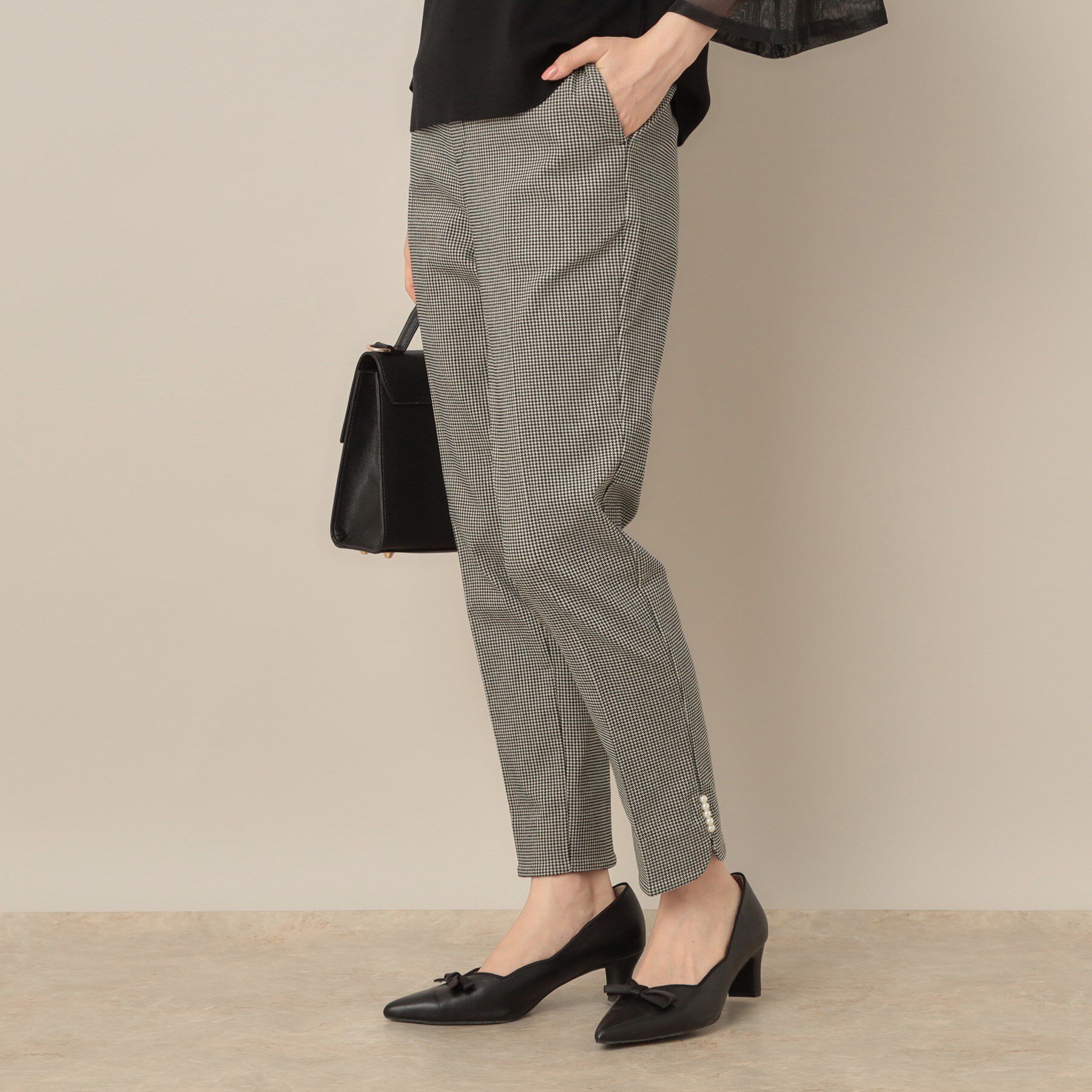 Couture broach「ポイントパール調ハイパーストレッチパンツ」|その他|ブラック(219)