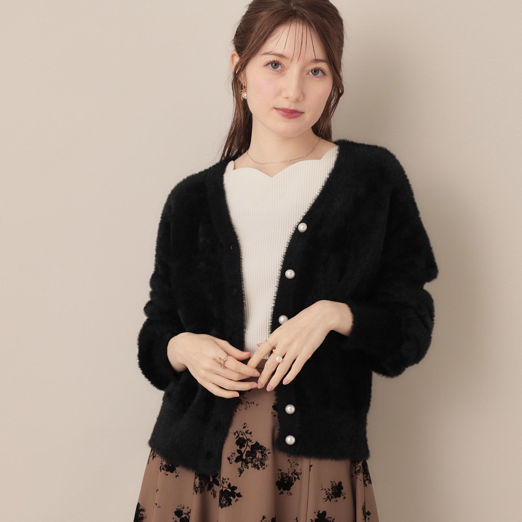 Couture broach「【ふわふわ/前後2WAY】フェザーカーディトップス」|カーディガン|