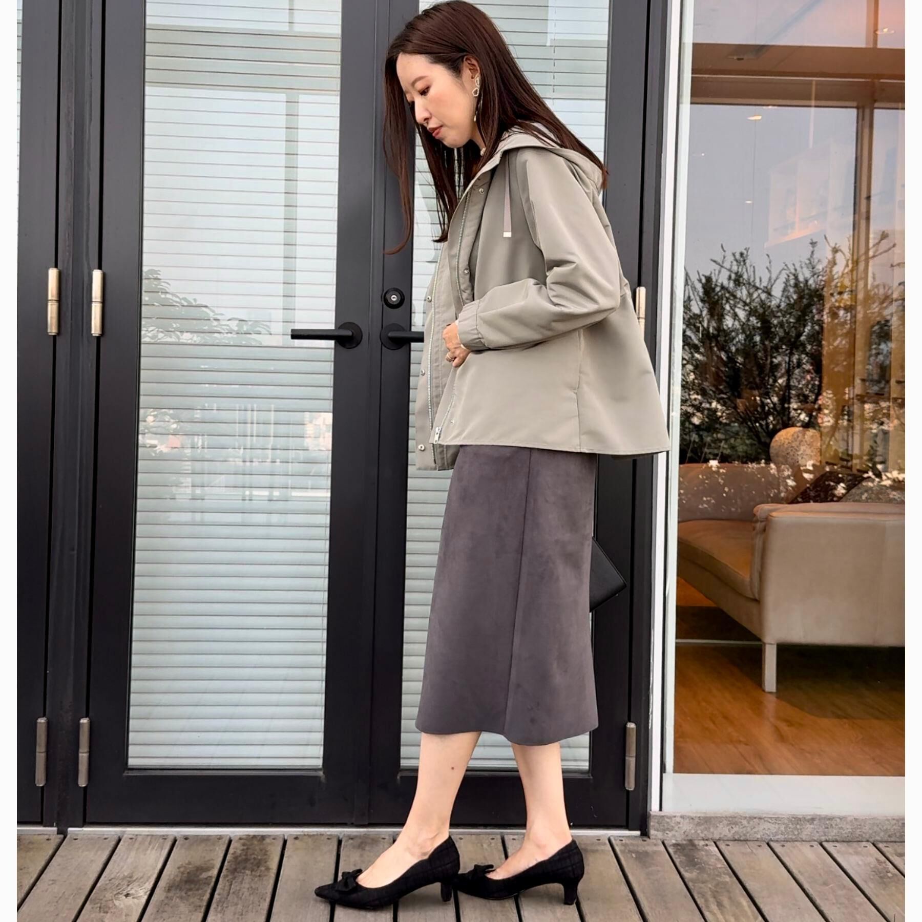 Couture broach「【洗える・ストレッチ・通勤】スエード調ダンボールIラインスカート」|スカート|