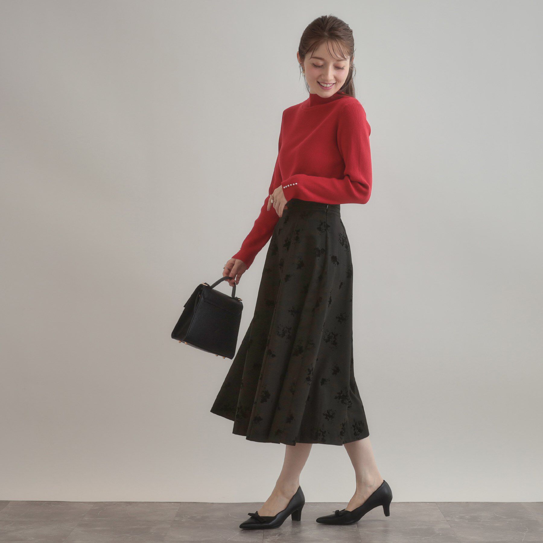 Couture broach「【美シルエット・通勤】フロッキーフラワープリントスカート」|スカート|