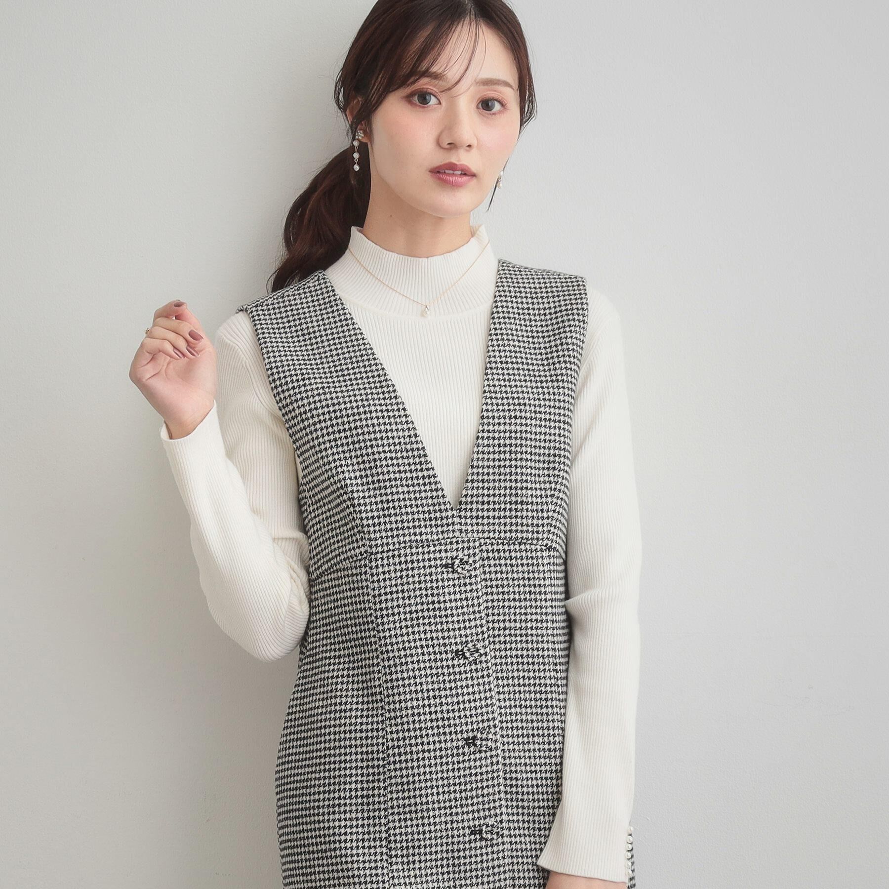 Couture broach「【多機能・フェミニン】パール調リブニット」|ニット・セーター|