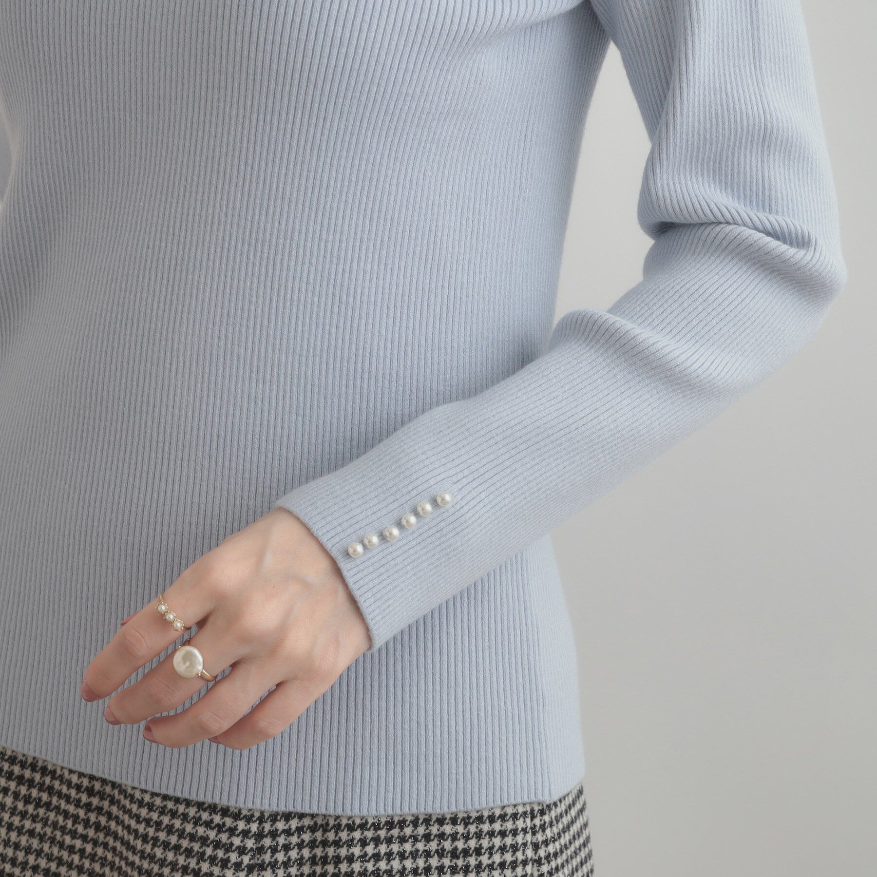 Couture broach「【多機能・フェミニン】パール調リブニット」|ニット・セーター|