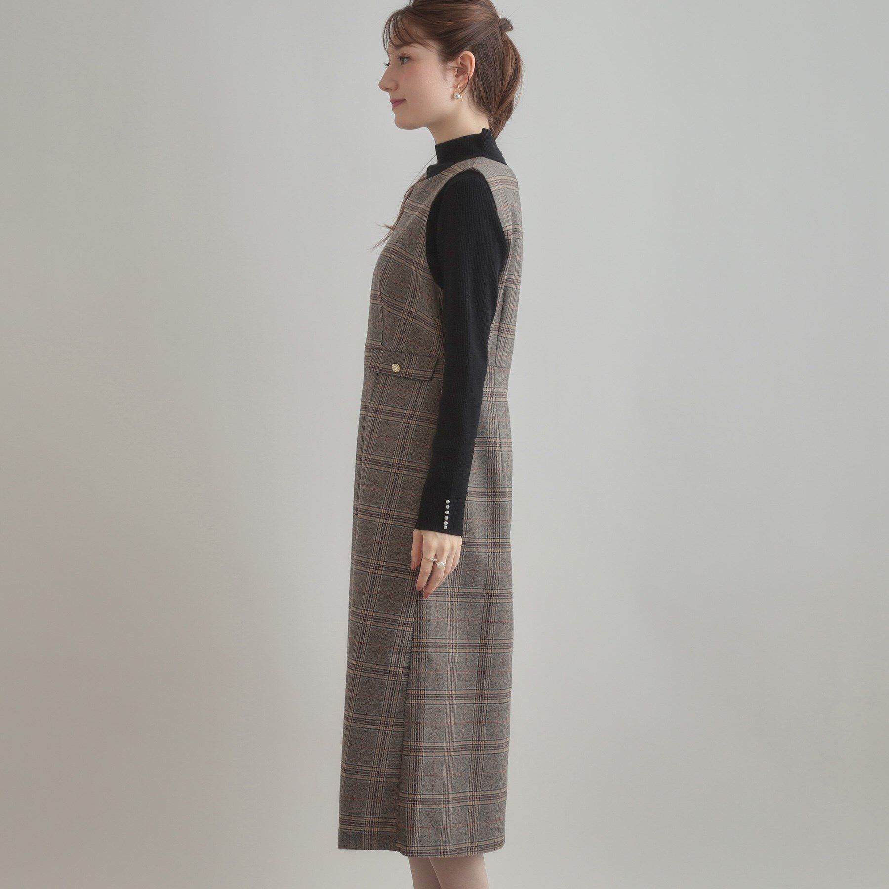 Couture broach「【美シルエット・大人可愛い・通勤】TRチェックジャンスカ」|ワンピース|