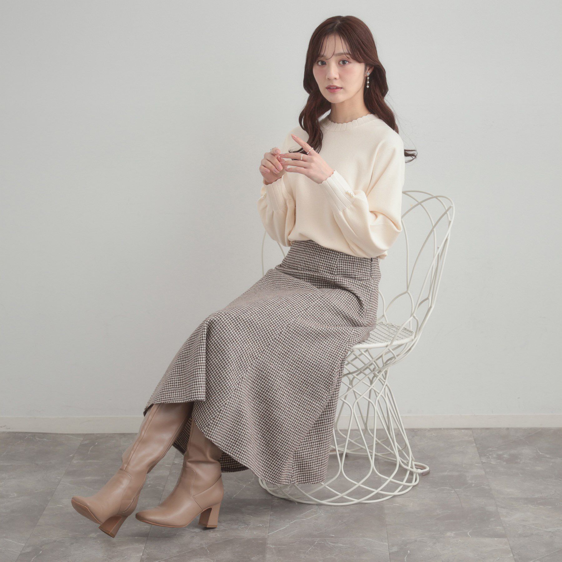 Couture broach「【洗える/スカラデザイン】パフスリーブ ニット」|ニット・セーター|