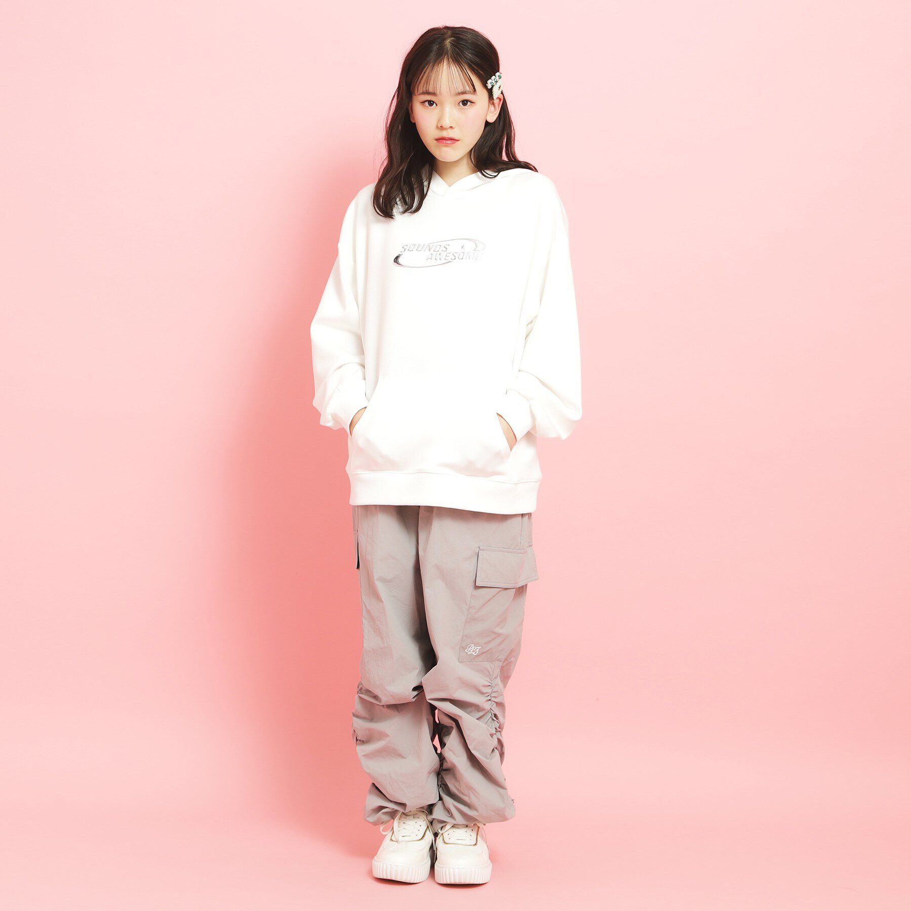 PINK-latte「シルバーワッペンポンチパーカ」|パーカー|