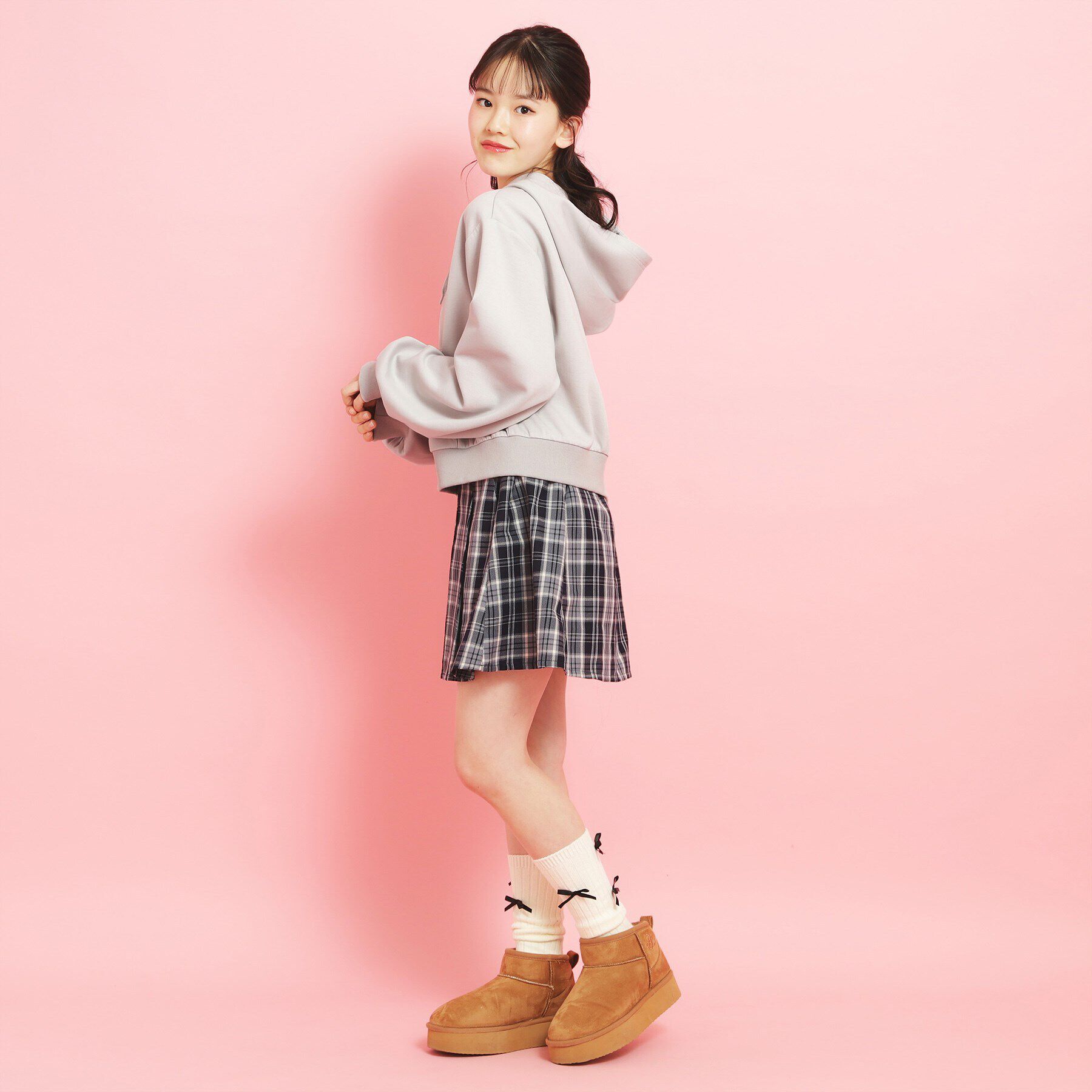 PINK-latte「フード付きジップパーカ」|パーカー|