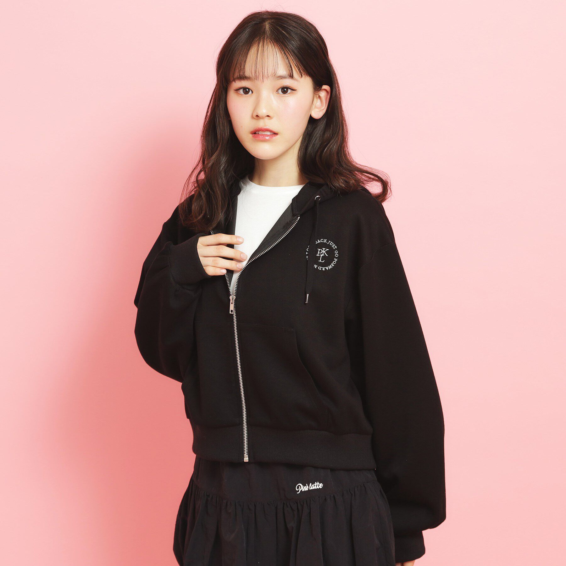 PINK-latte「フード付きジップパーカ」|パーカー|