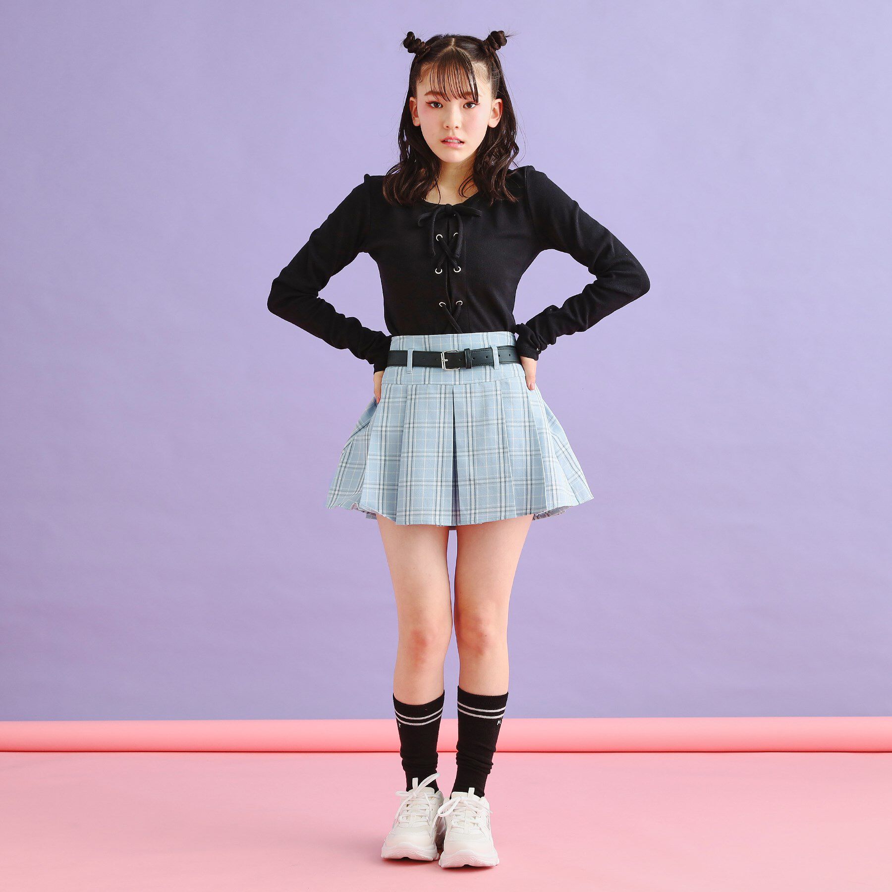 PINK-latte「ベルト付きプリーツスカート」|スカート|