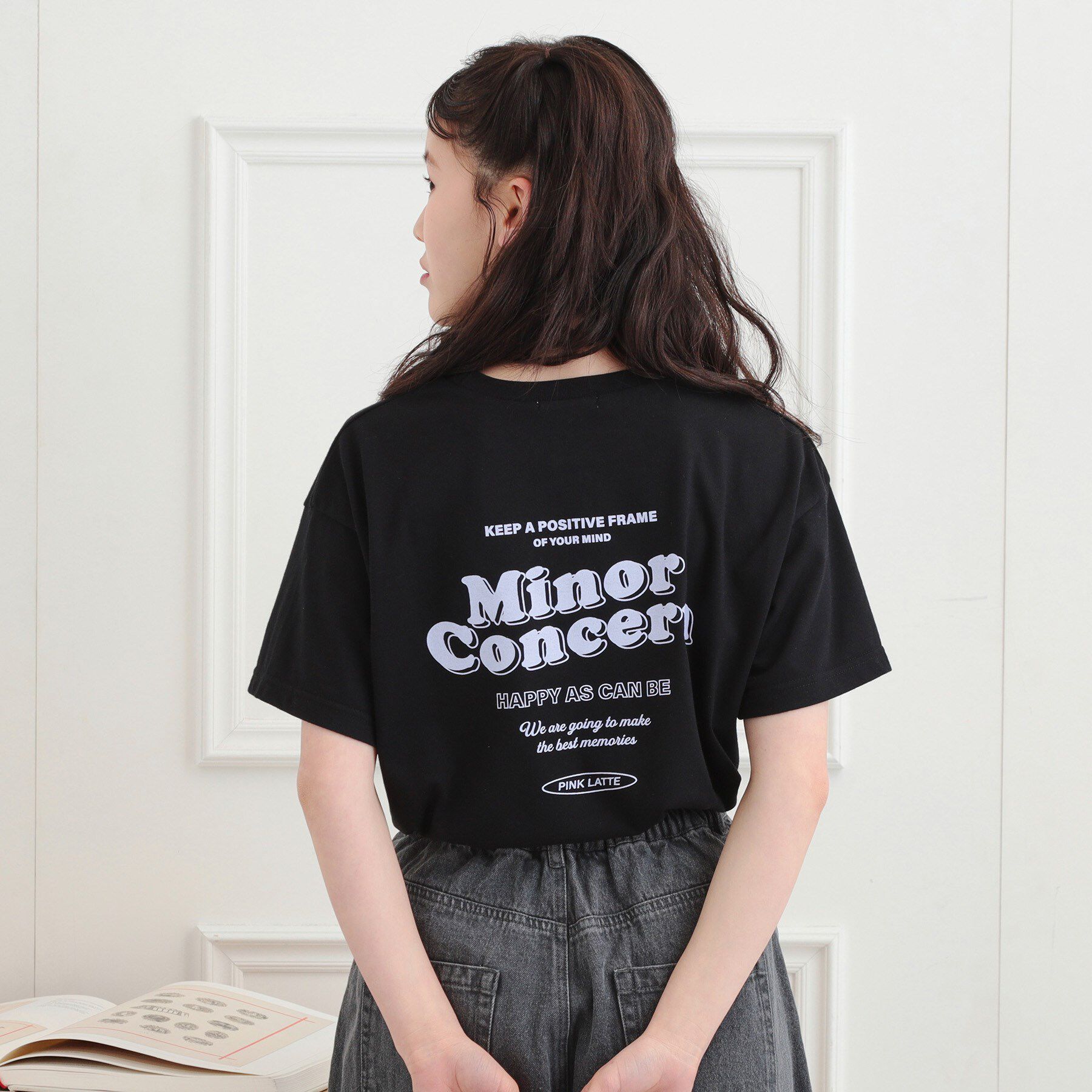 PINK-latte「バックプリントTシャツ」|Tシャツ・カットソー|ブラック(019)